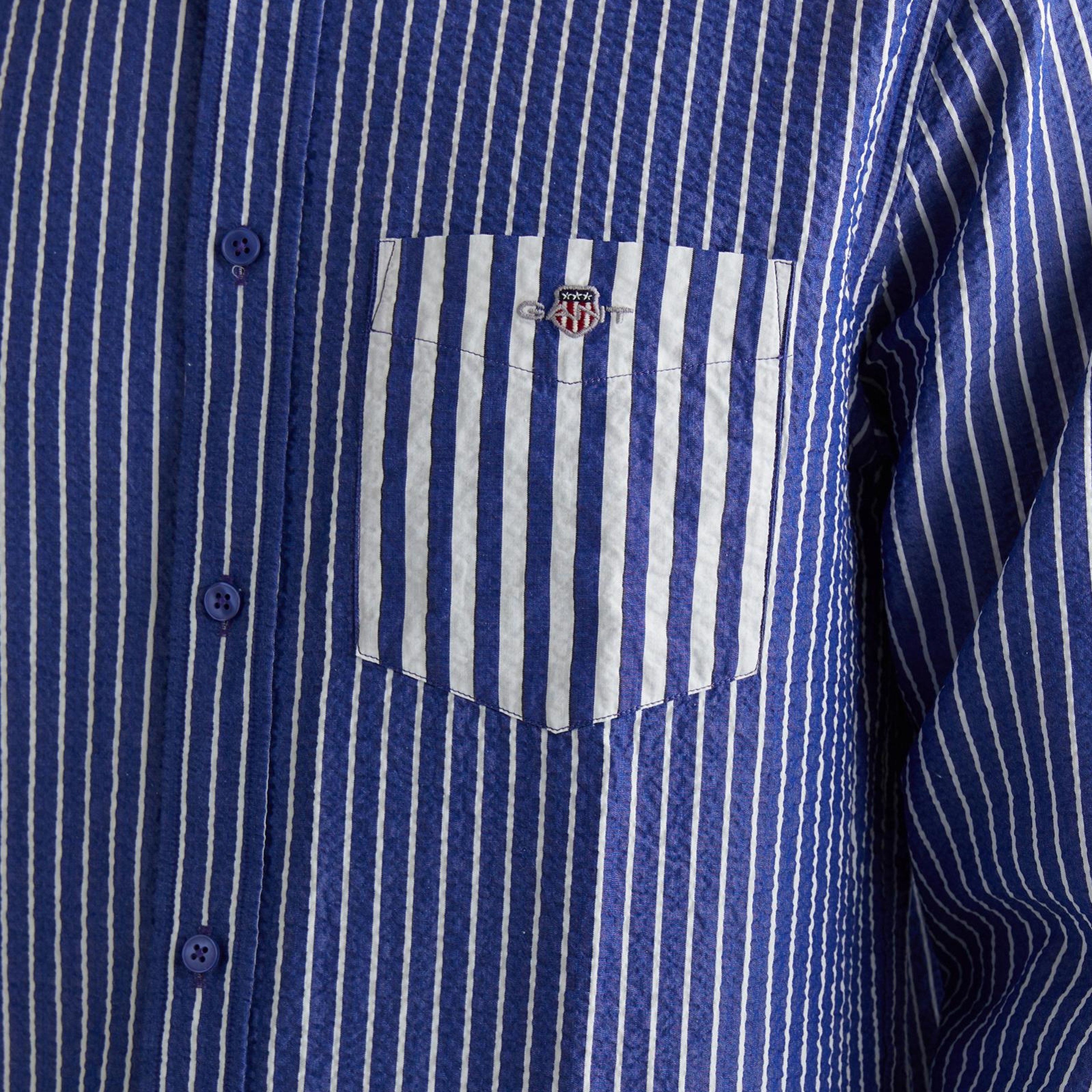 GANT Erkek Lacivert Düğmeli Yaka Çizgili Gömlek