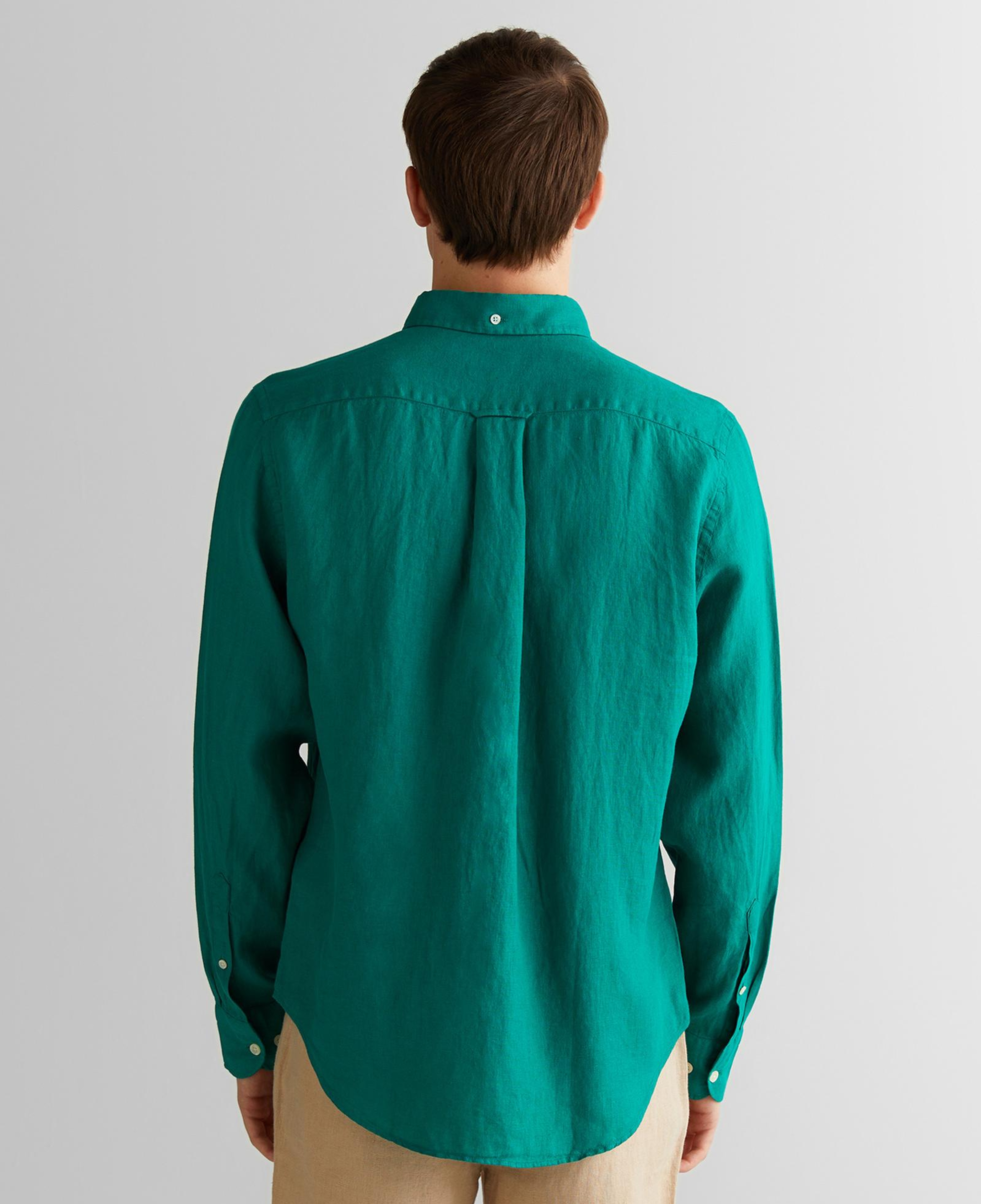 GANT Erkek Yeşil Regular Fit Düğmeli Yaka Keten Gömlek