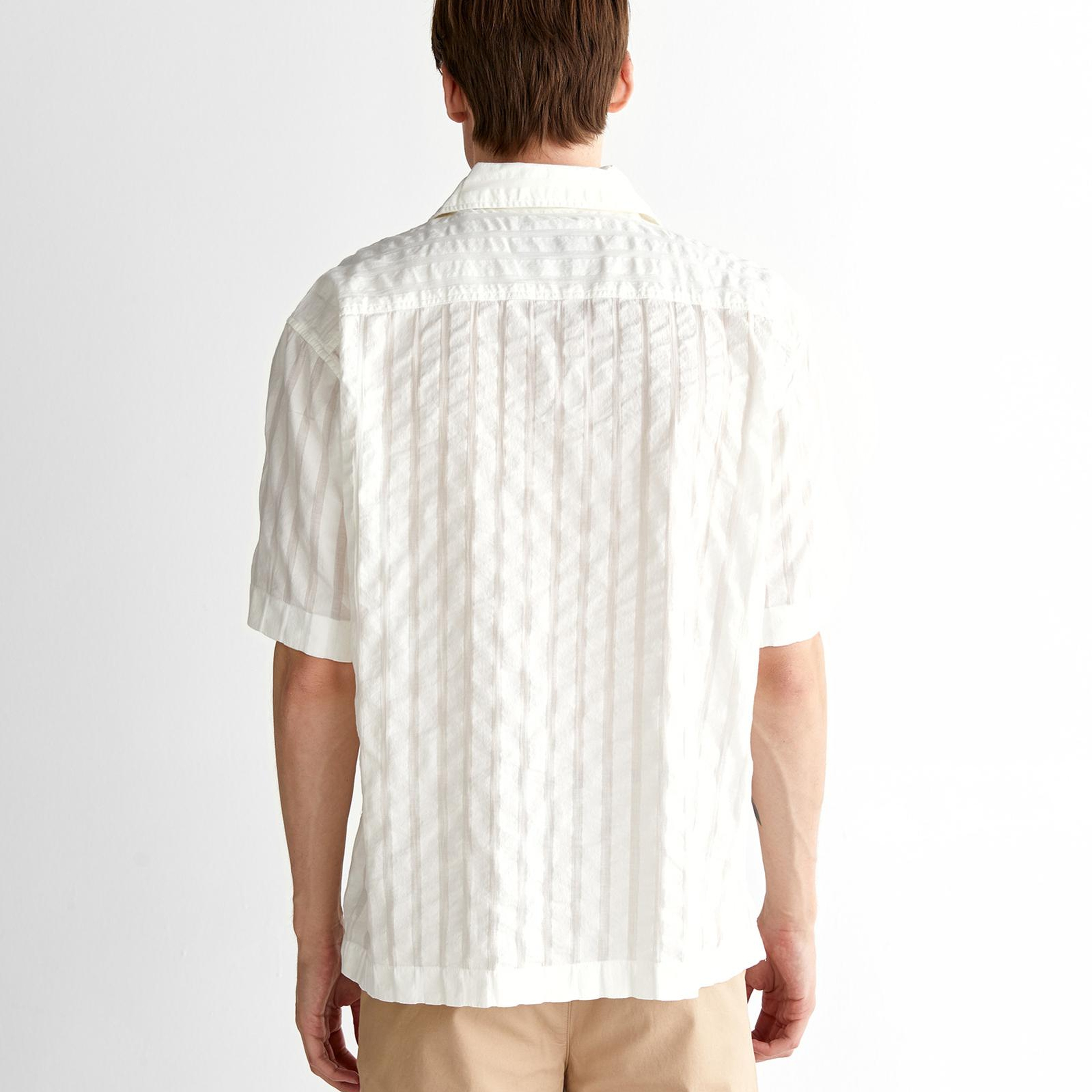 GANT Erkek Krem Relaxed Fit Klasik Yaka Çizgili Gömlek