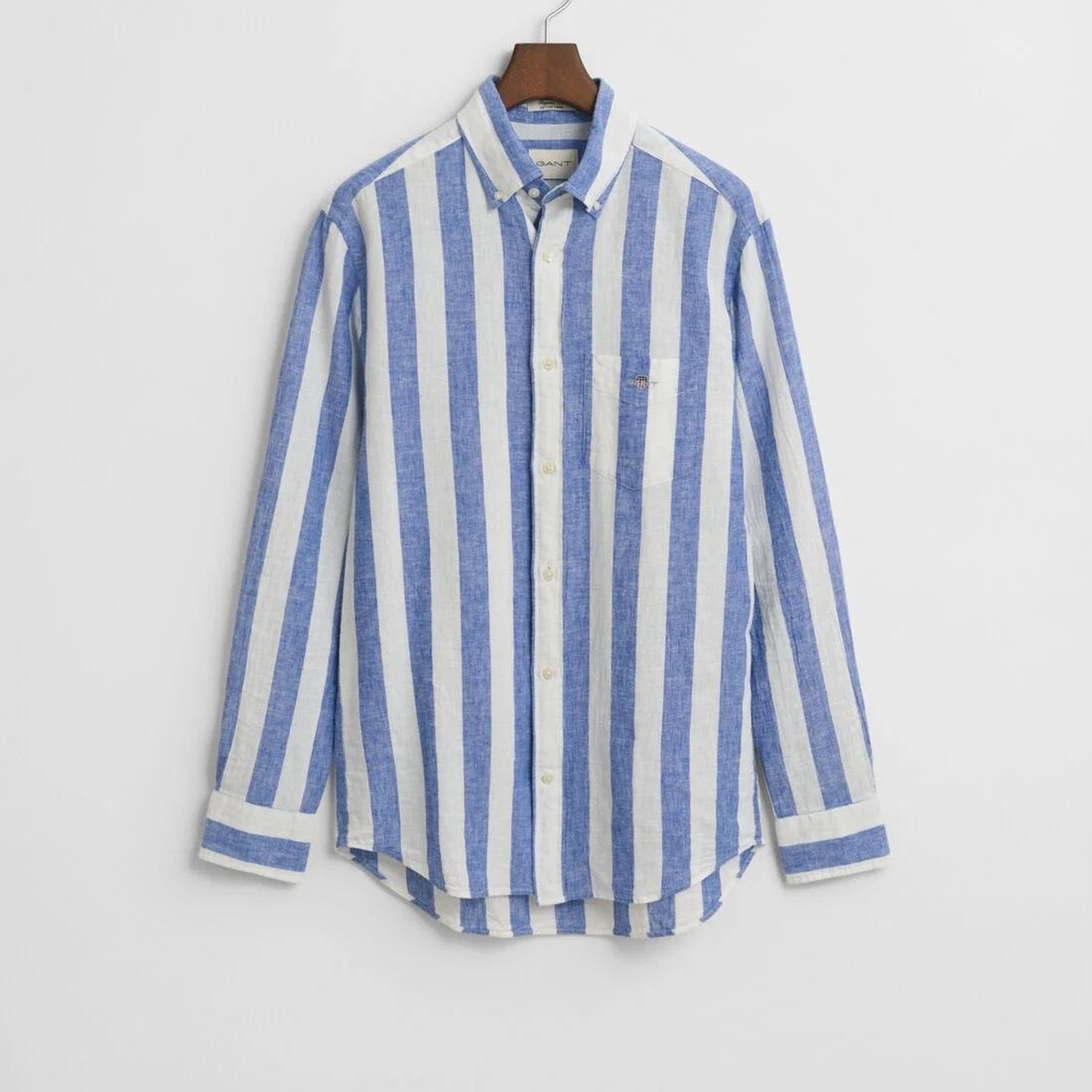 GANT Erkek Mavi  Regular Fit Düğmeli Yaka Çizgili Gömlek
