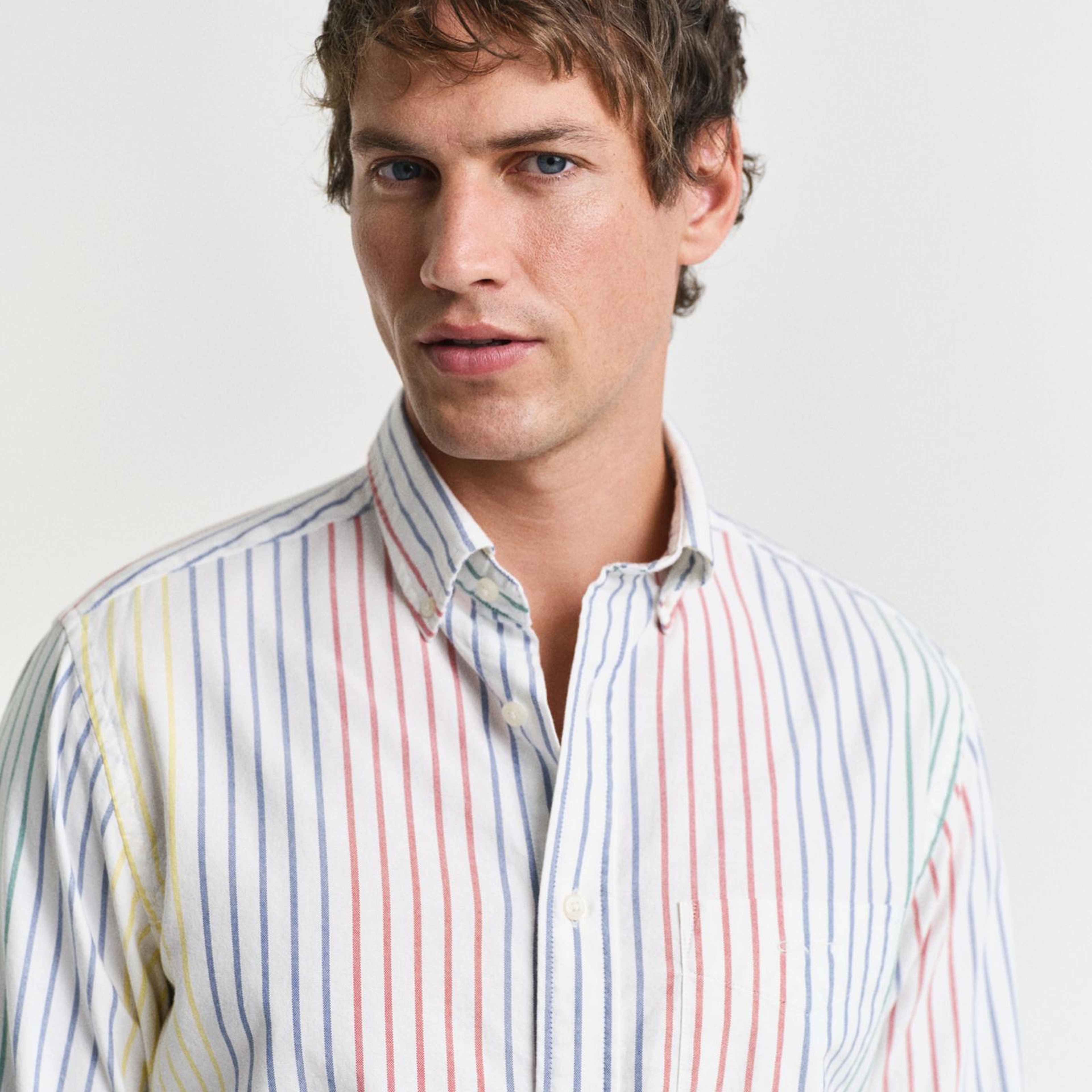 GANT Erkek Renkli Regular Fit Düğmeli Yaka Çizgili Gömlek