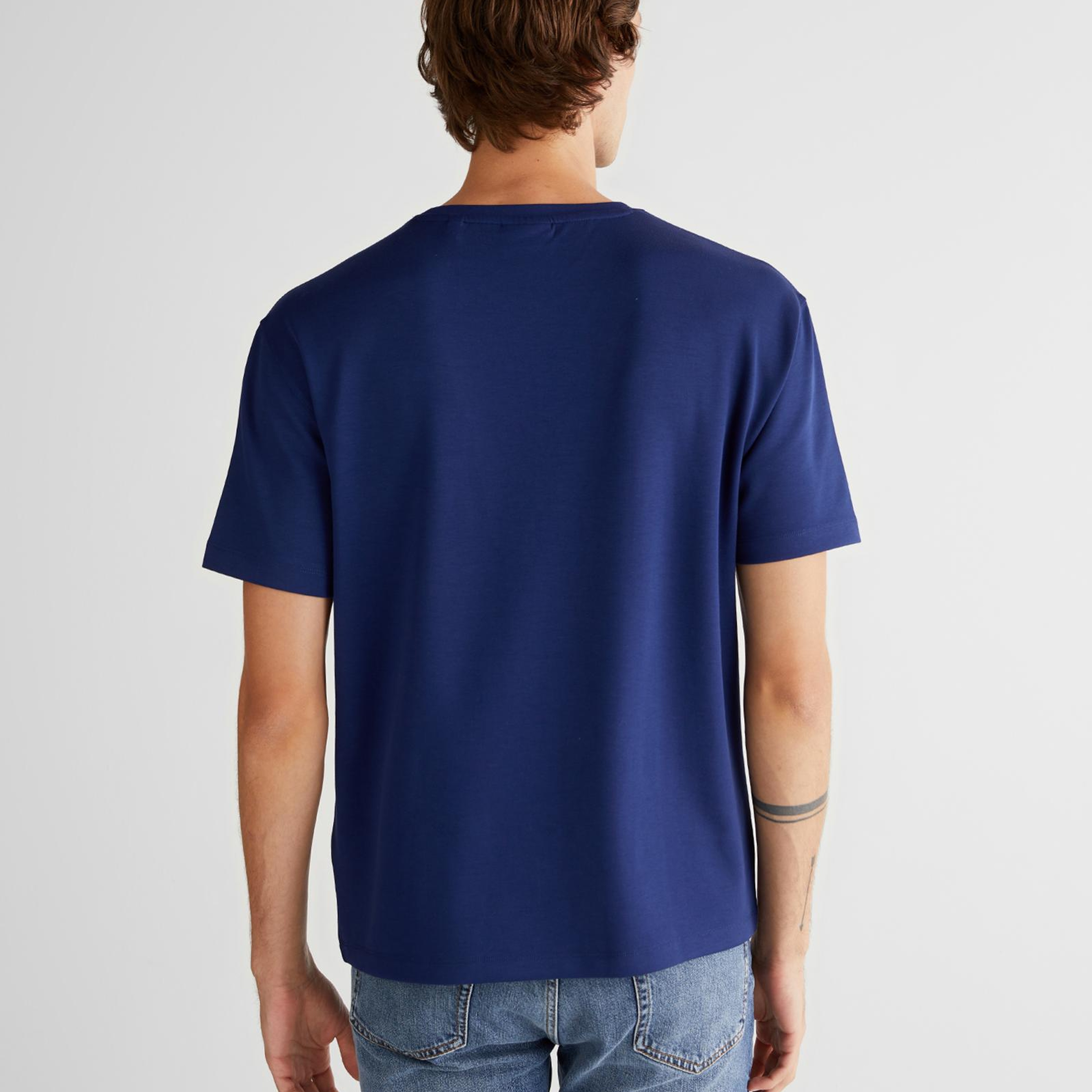 Erkek Mavi Relaxed Fit T-Shirt