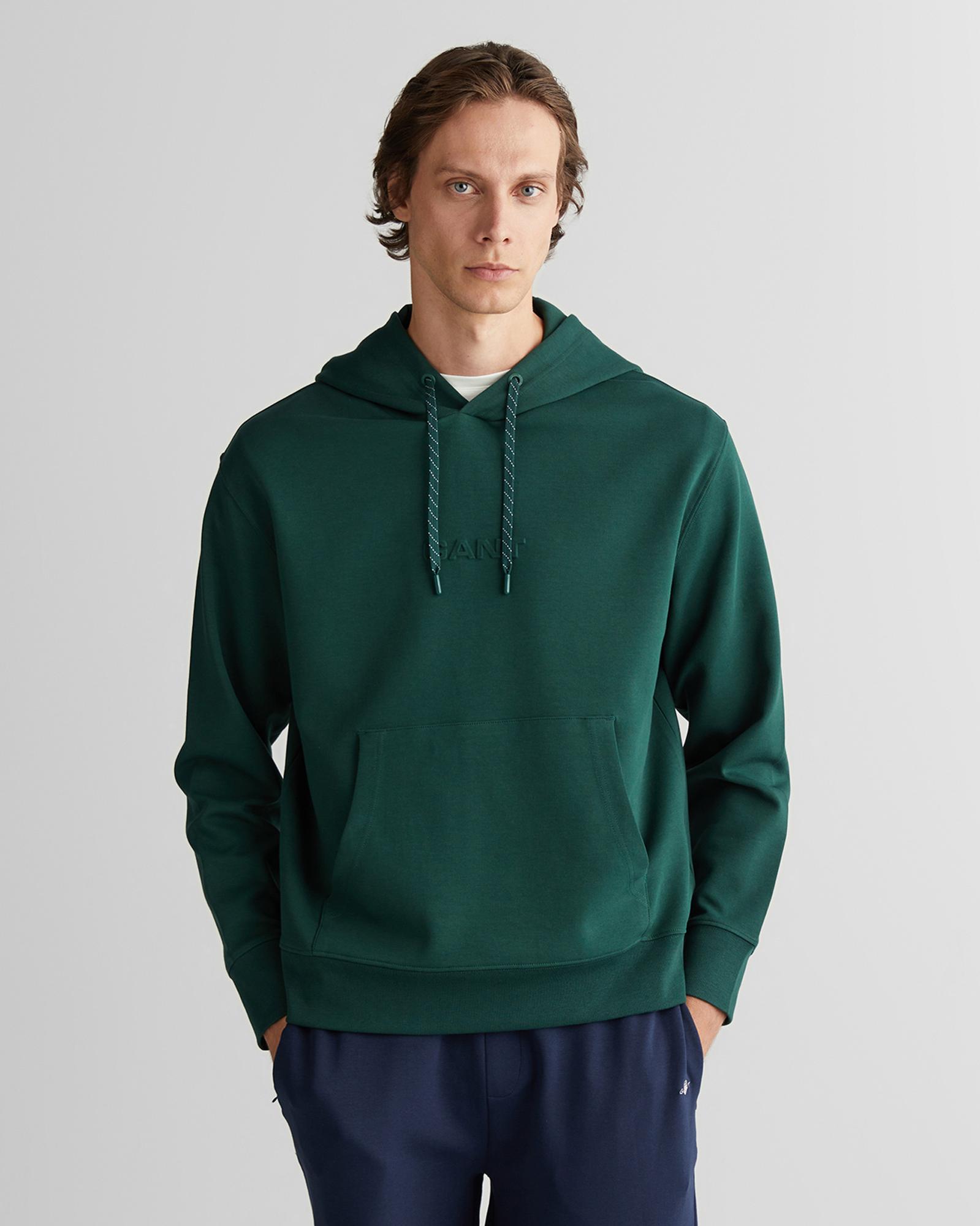 Erkek Yeşil Relaxed Fit Kapüşonlu Sweatshirt