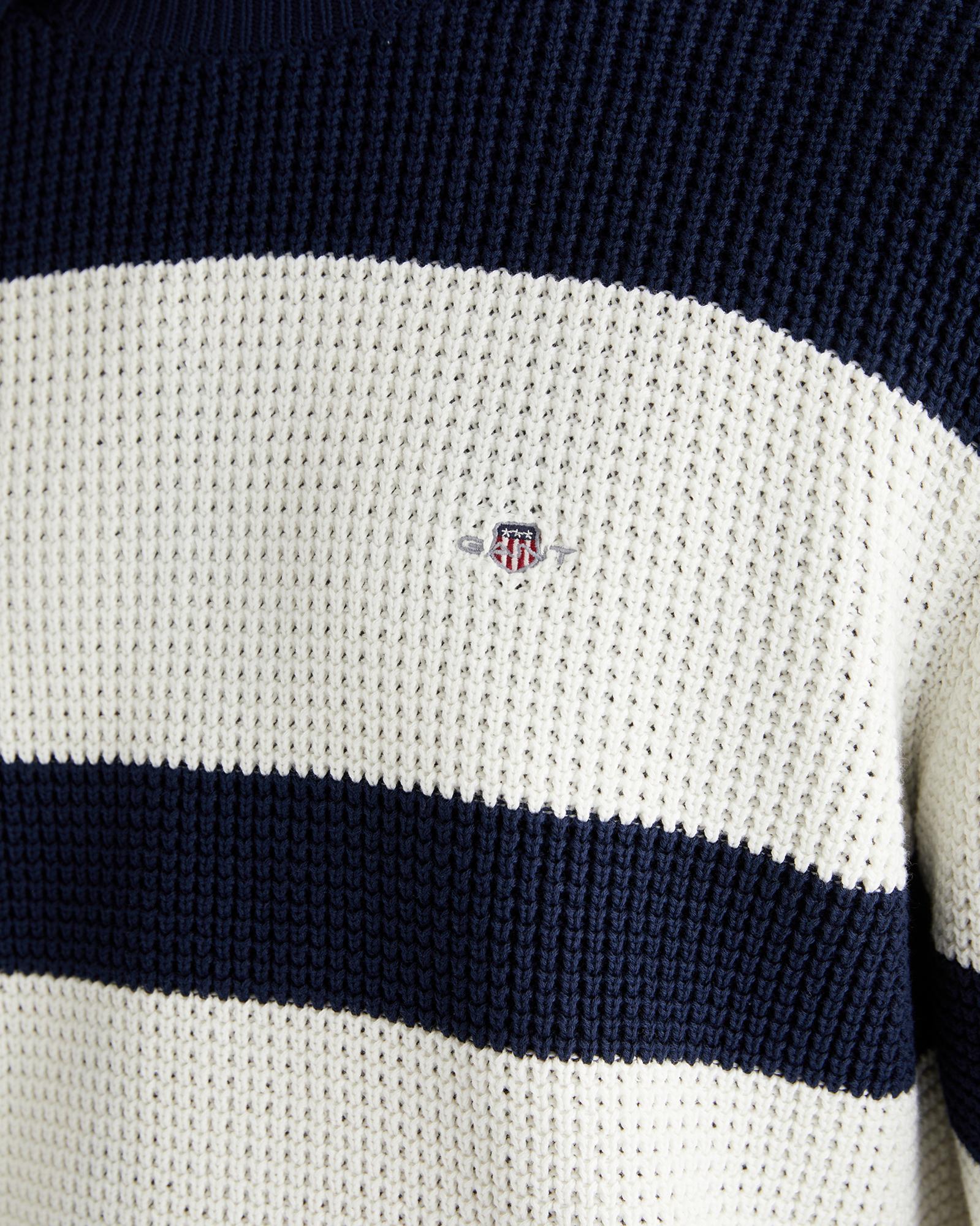 GANT Erkek Lacivert Relaxed Fit Bisiklet Yaka Triko