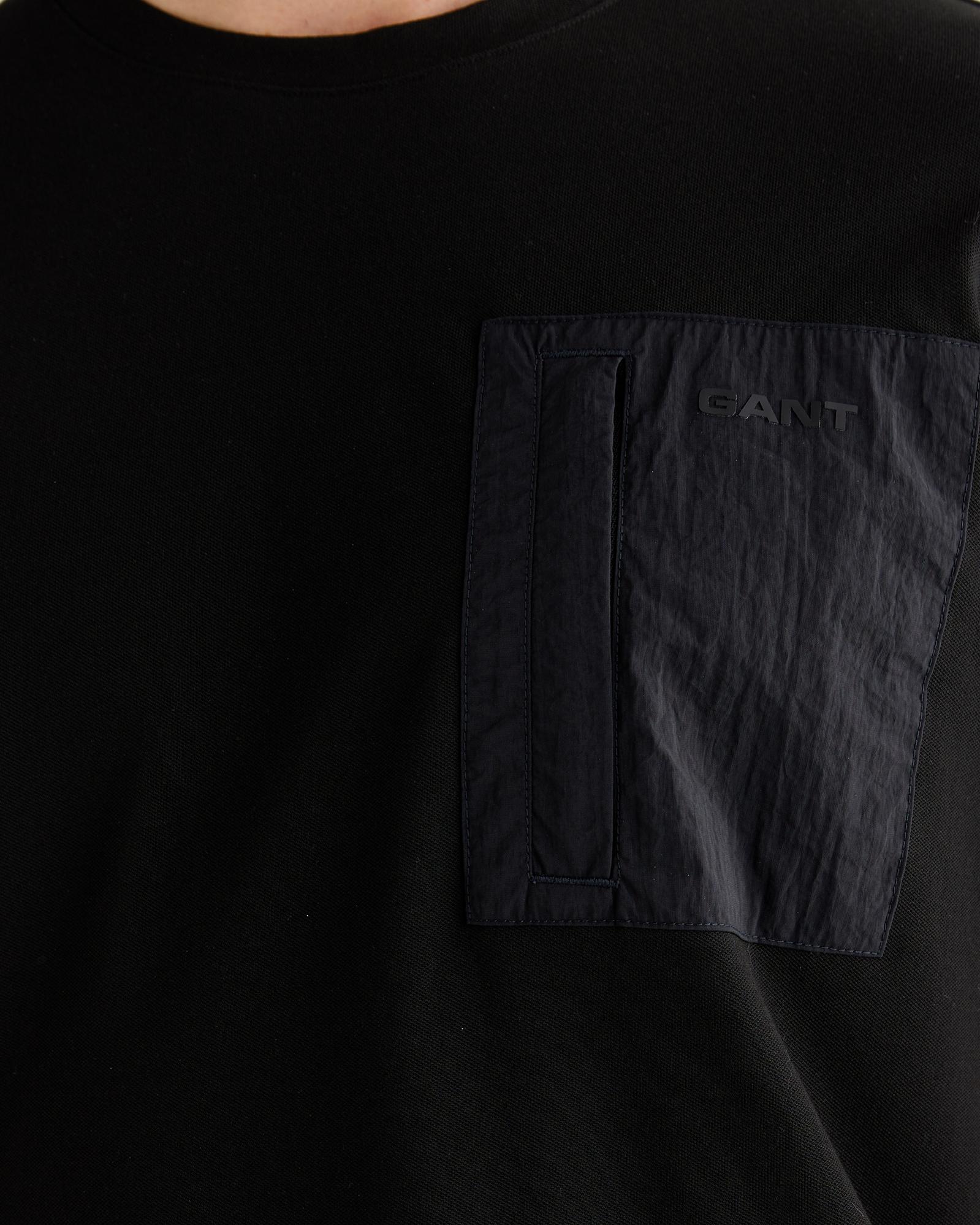 GANT Erkek Siyah Regular Fit Bisiklet Yaka T-Shirt