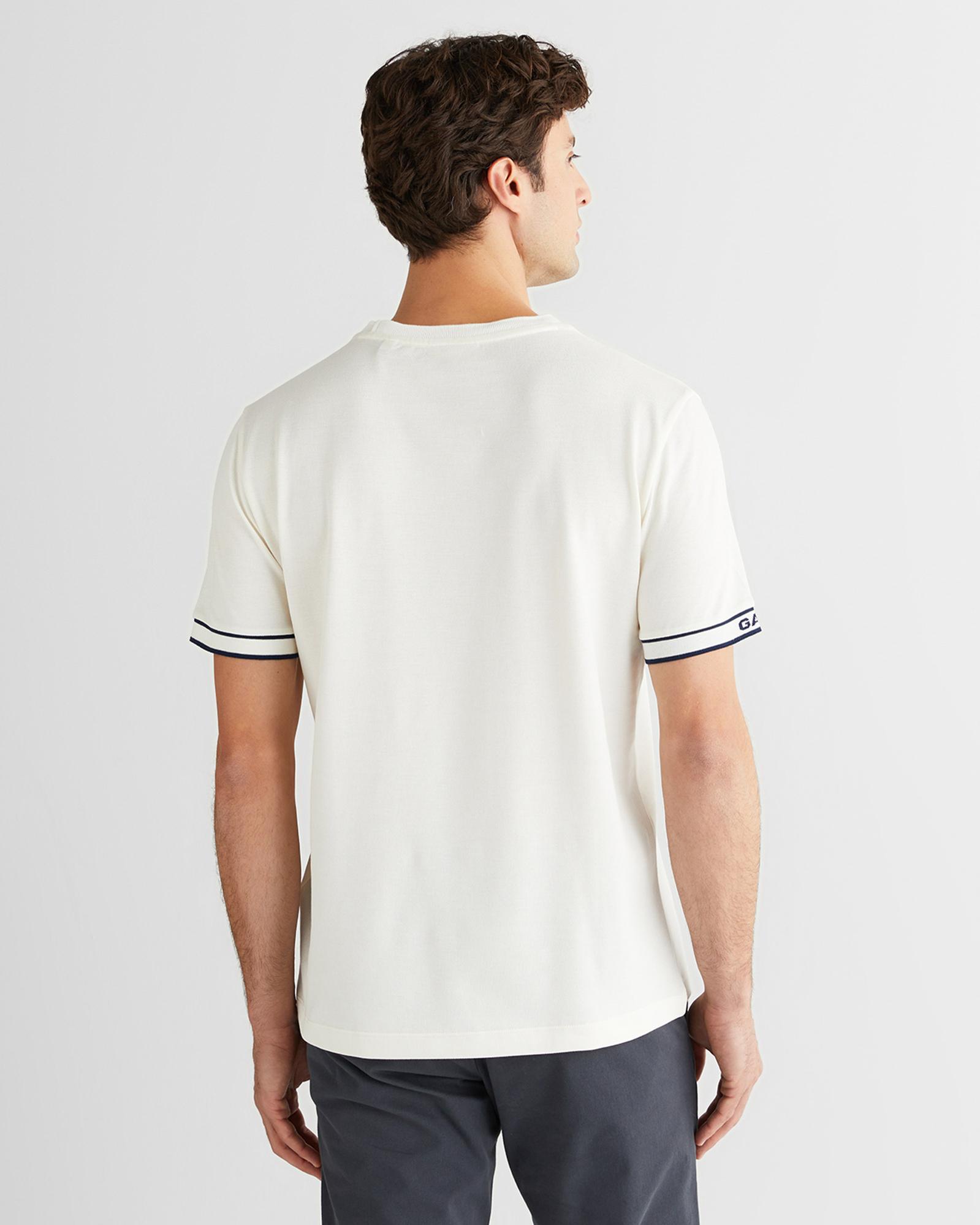 GANT Erkek Beyaz Regular Fit Bisiklet Yaka T-Shirt