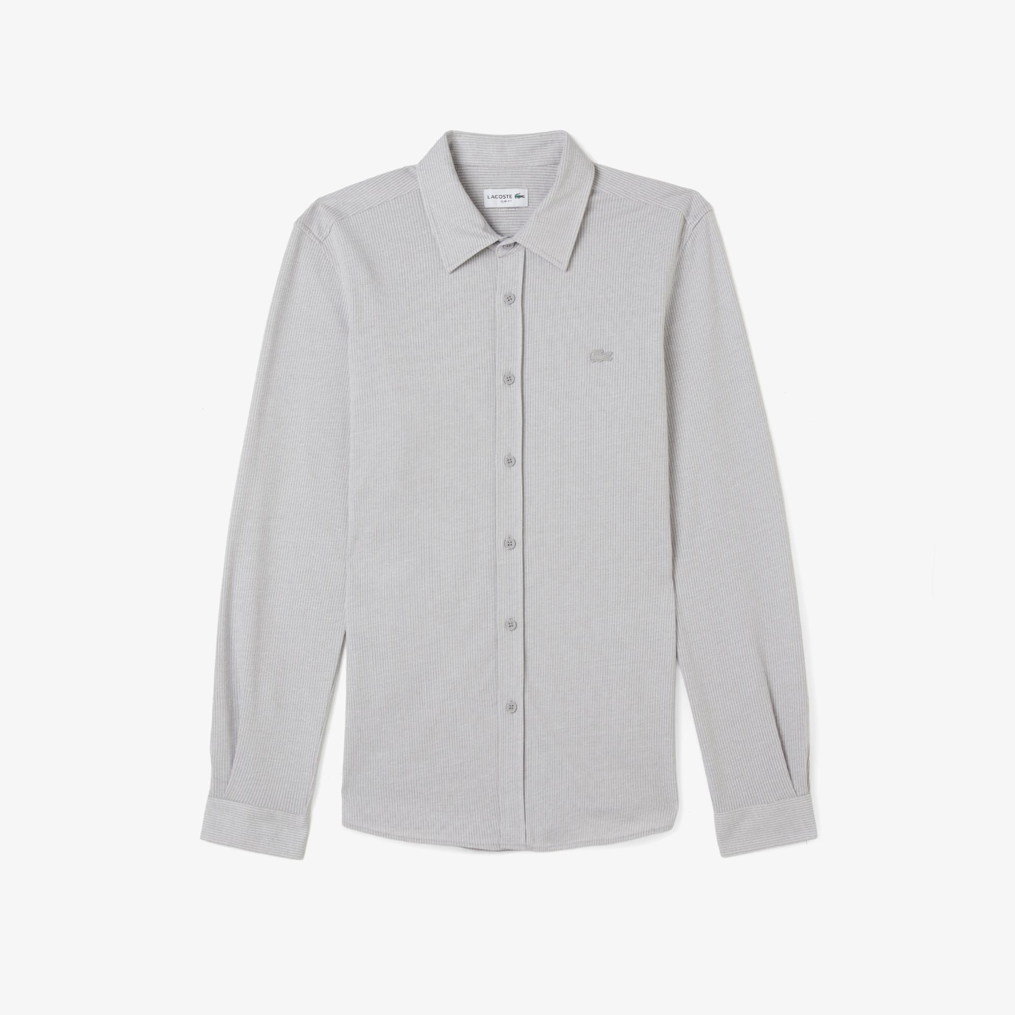 Lacoste Erkek Slim Fit Düğmeli Yaka Gri Gömlek