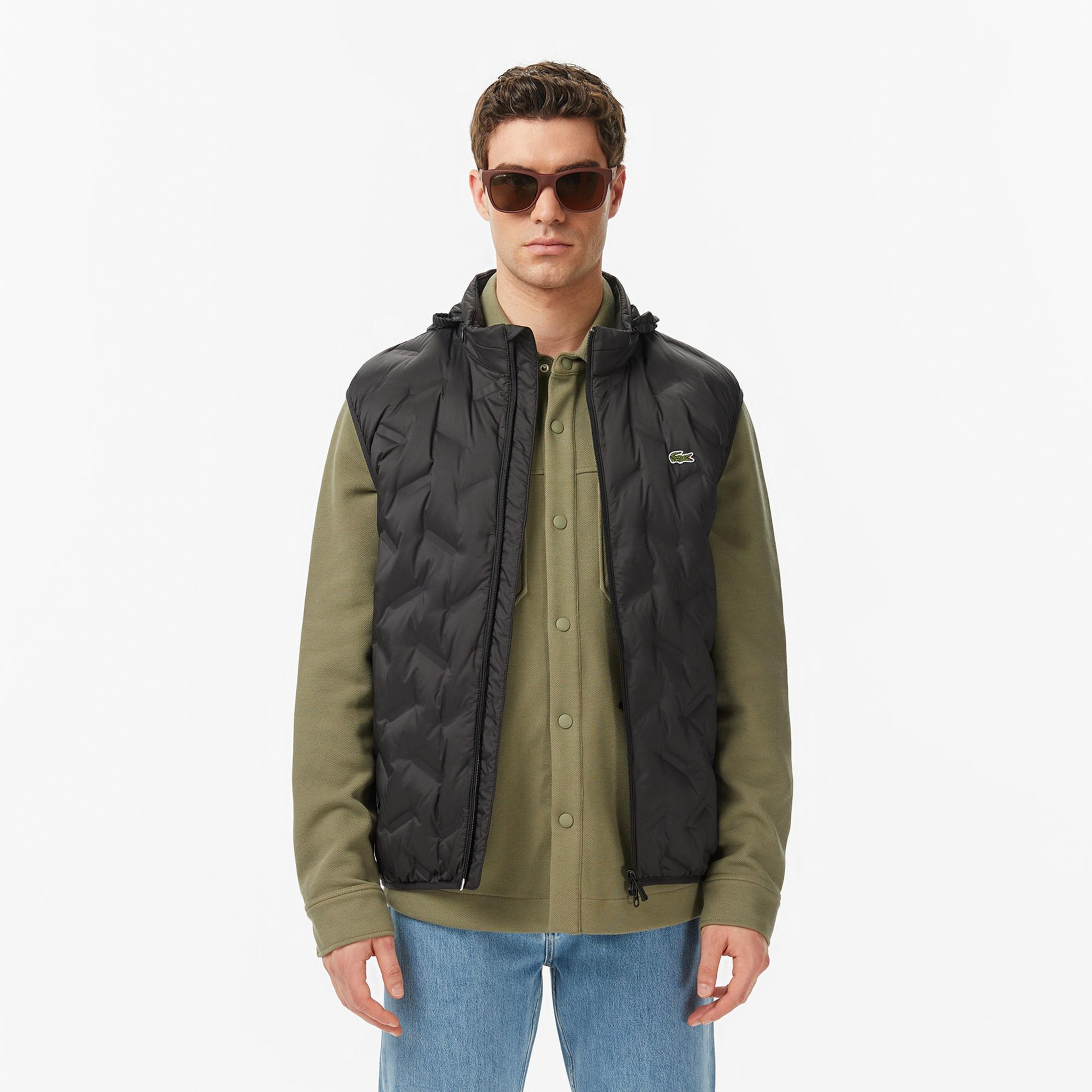 Lacoste Erkek Regular Fit Dik Yaka Kapitone Siyah Yelek