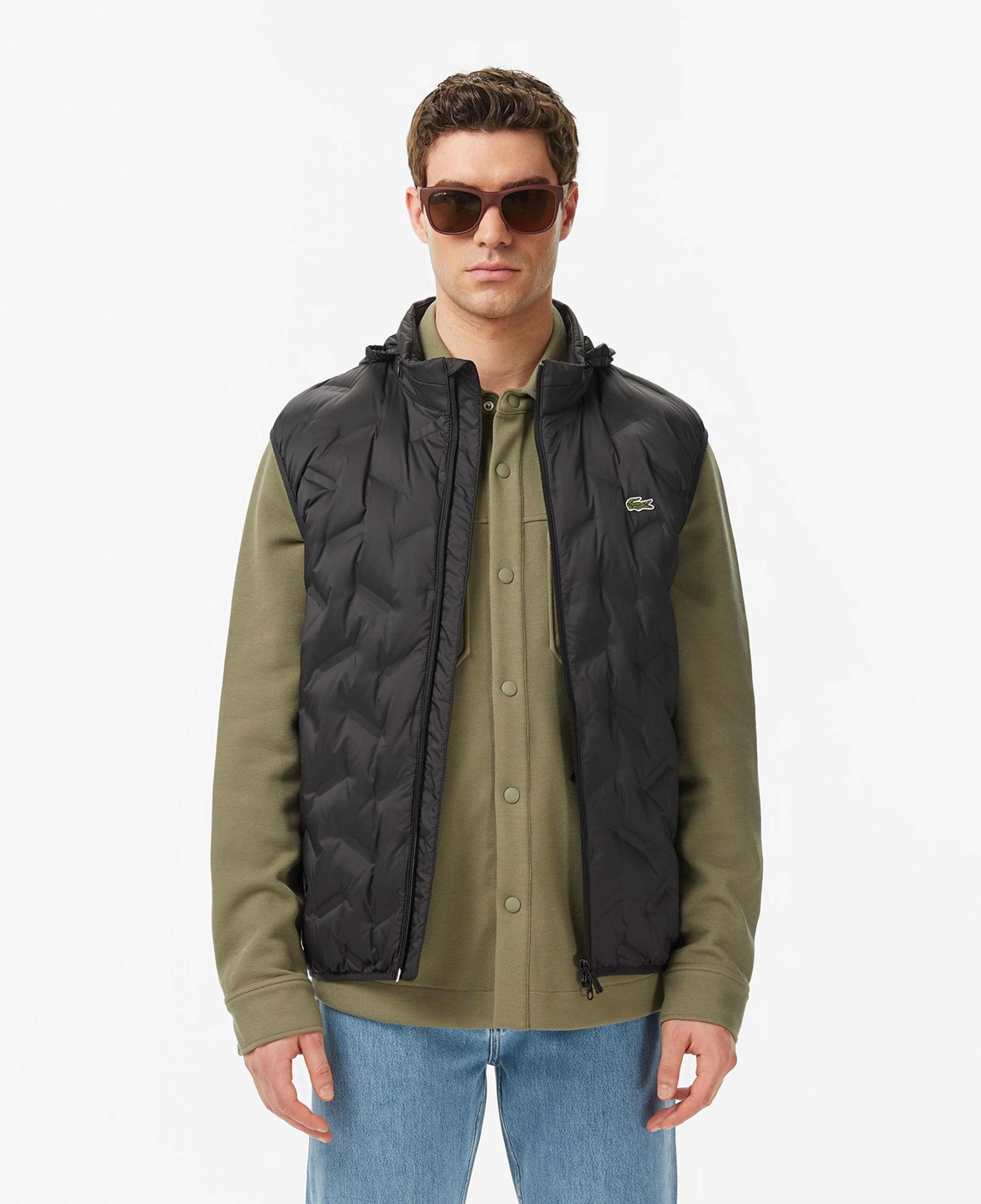 Lacoste Erkek Regular Fit Dik Yaka Kapitone Siyah Yelek