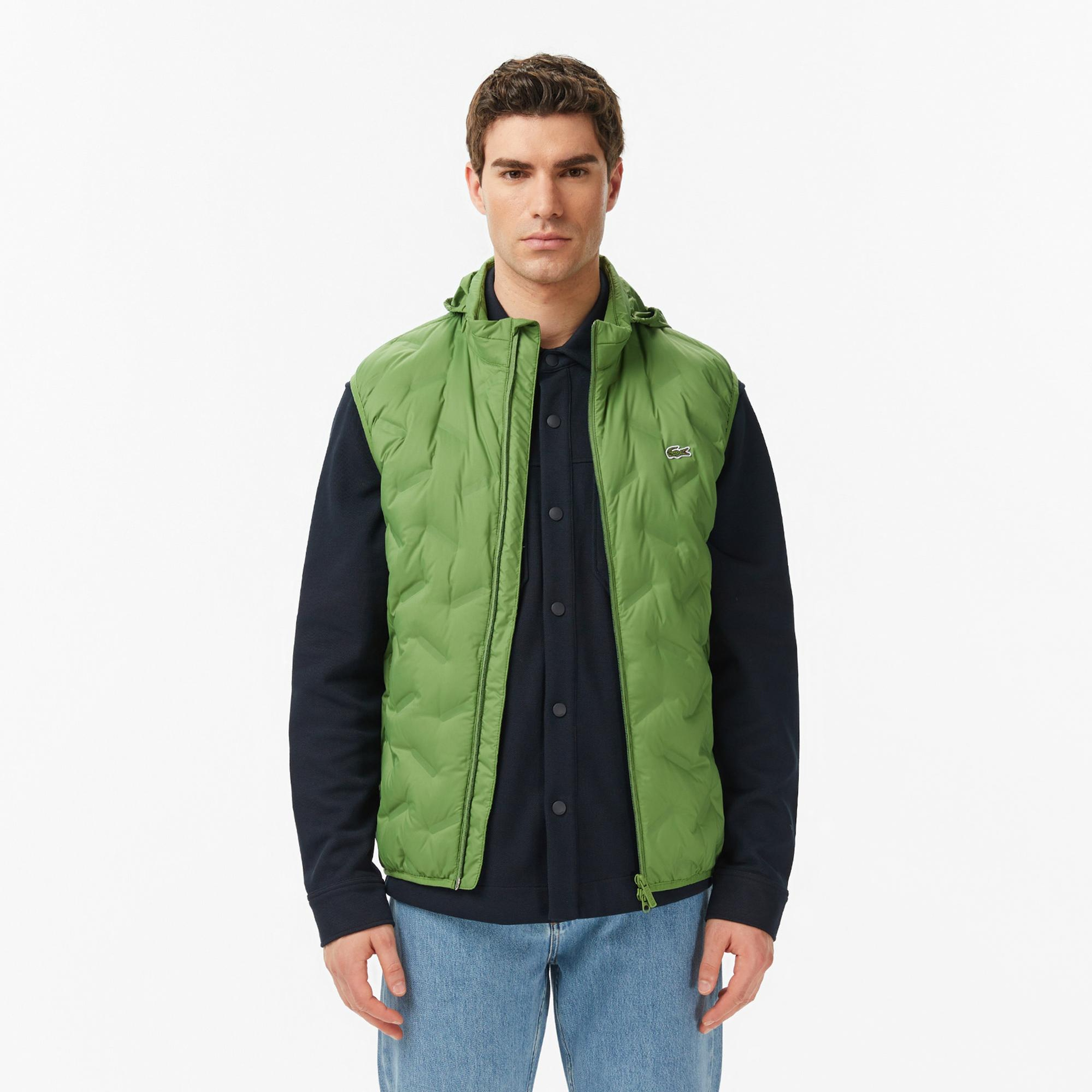 Lacoste Erkek Regular Fit Dik Yaka Kapitone Yeşil Yelek