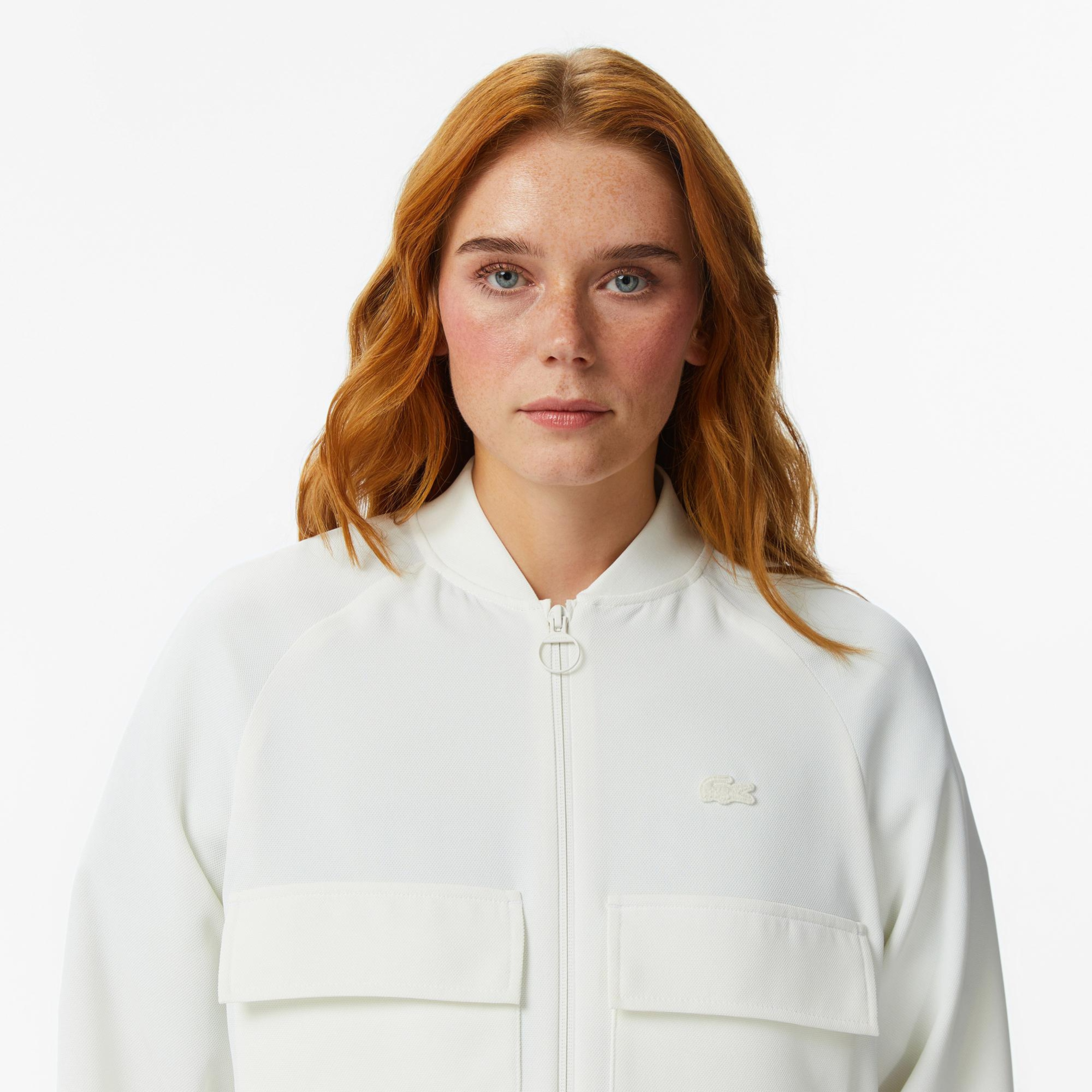 Lacoste Kadın Regular Fit Fermuarlı Krem Ceket