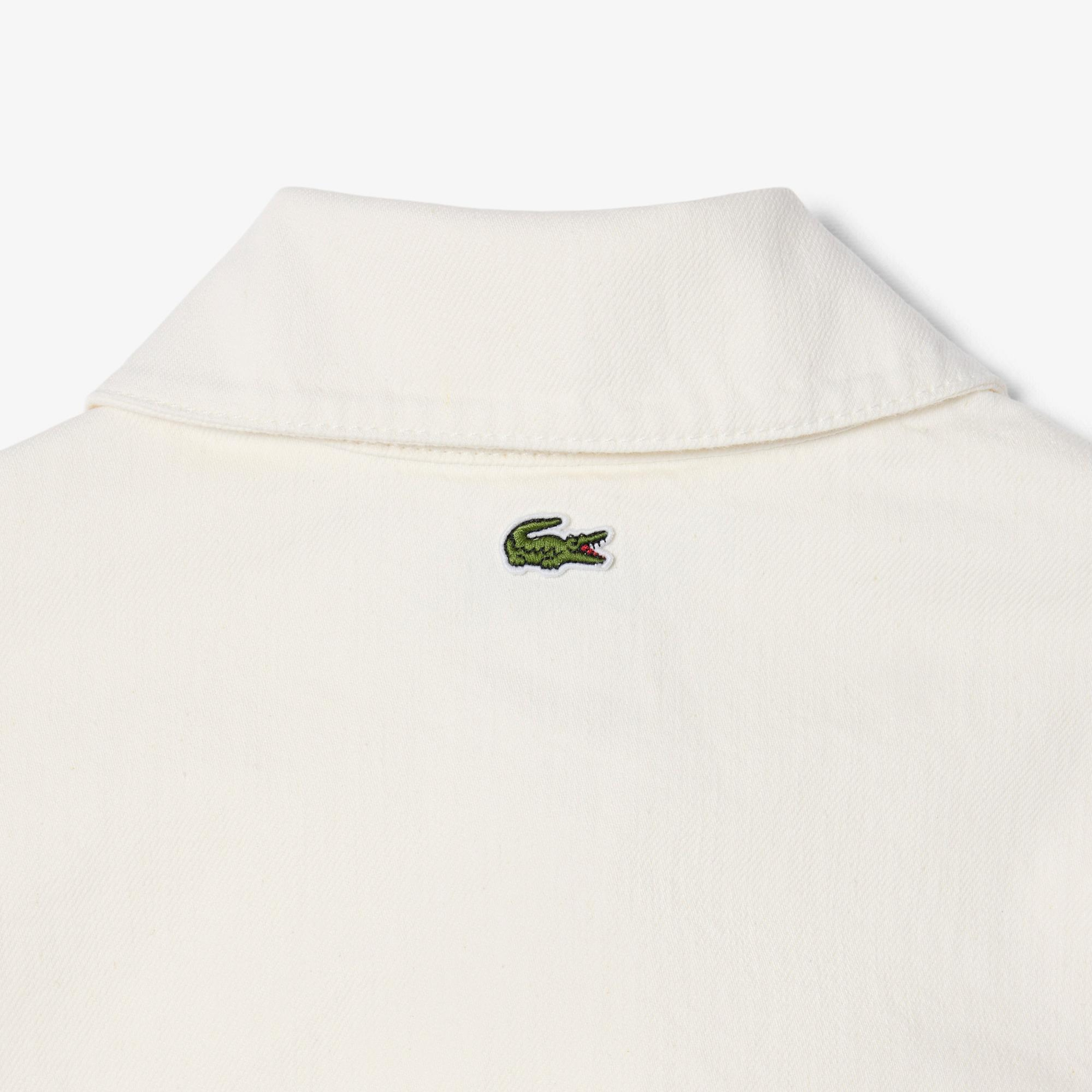 Lacoste Kadın Oversize Fit Kısa Kollu Polo Yaka Denim Beyaz Elbise