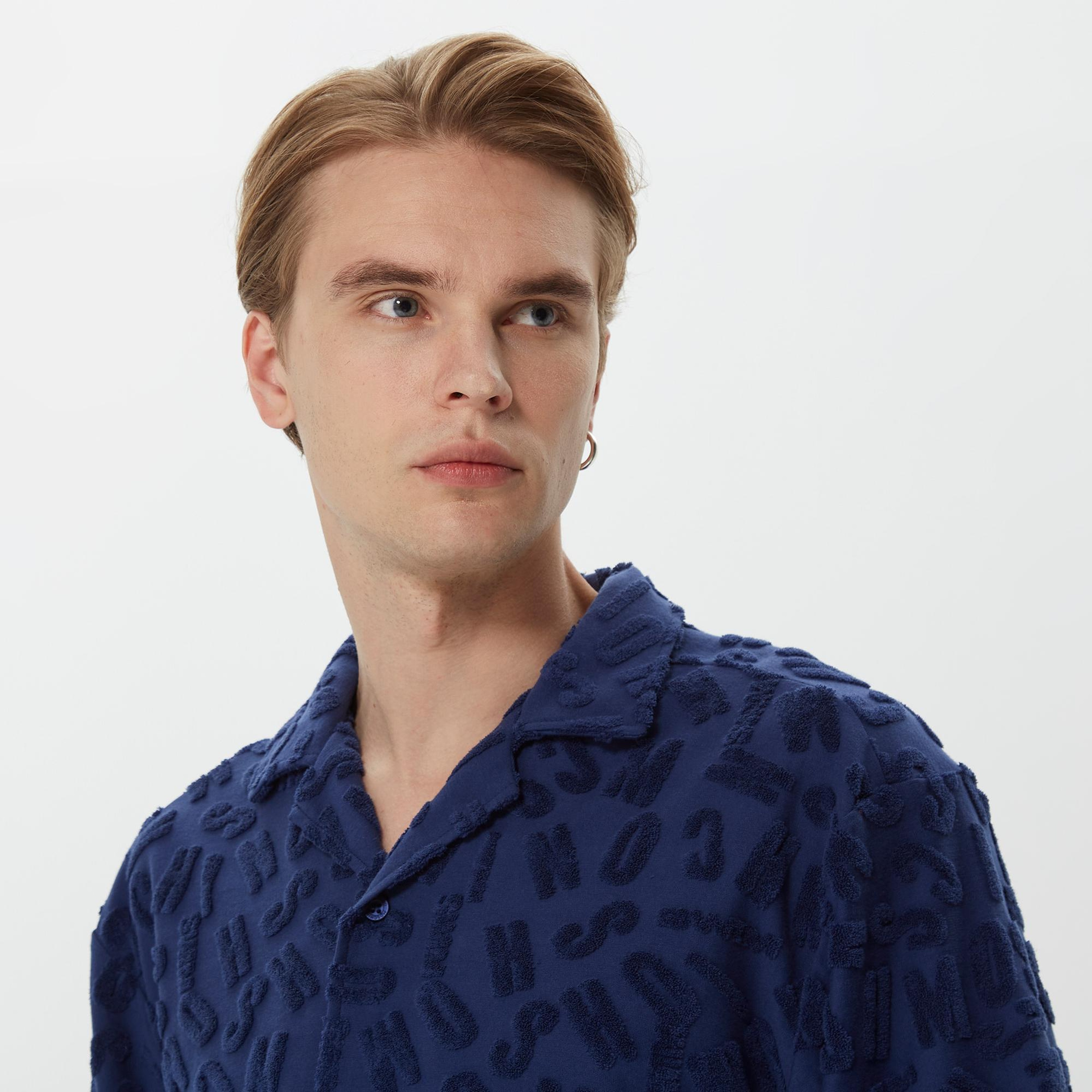 Moschino Camicia Erkek Mavi Gömlek