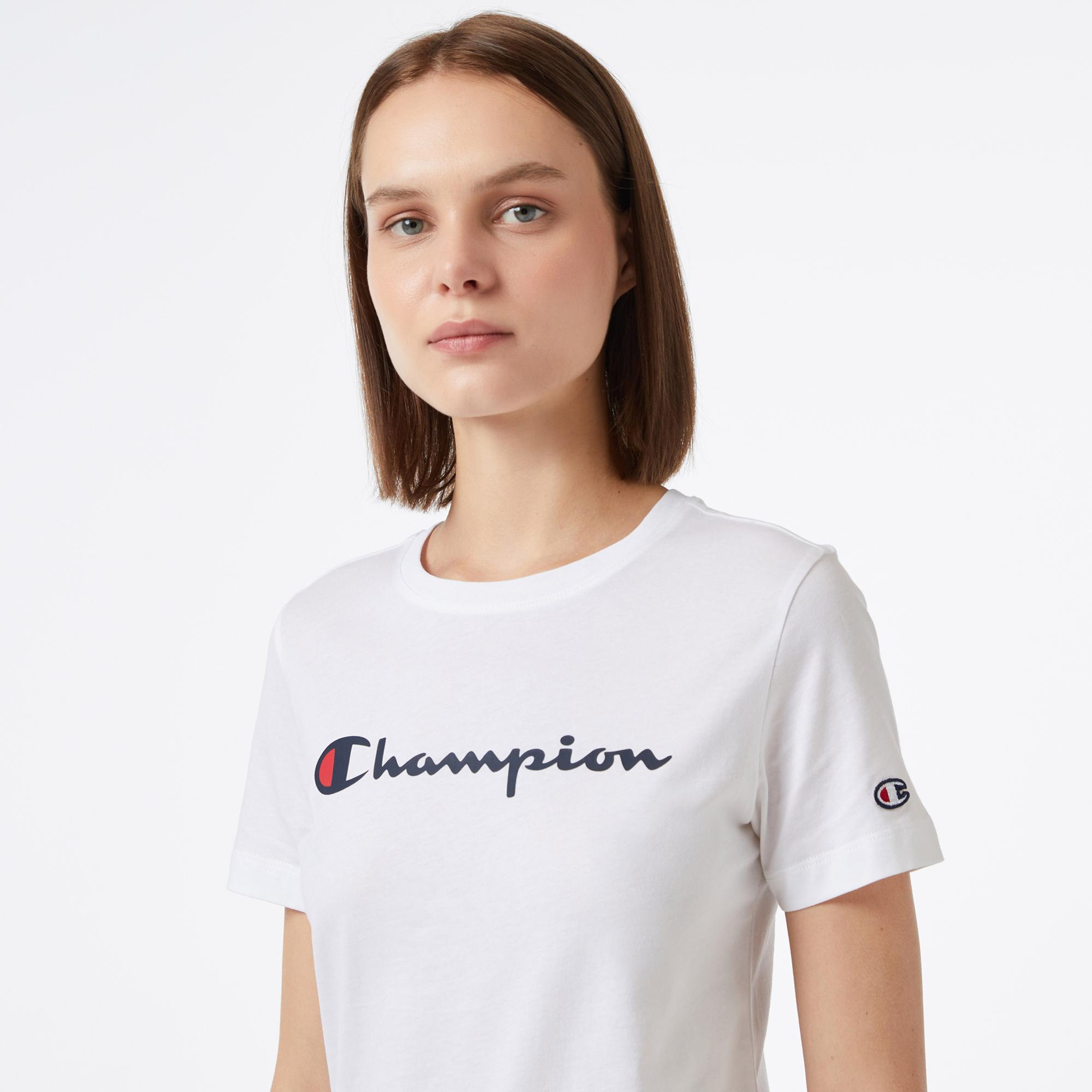 Champion Crewneck Kadın Beyaz T-Shirt