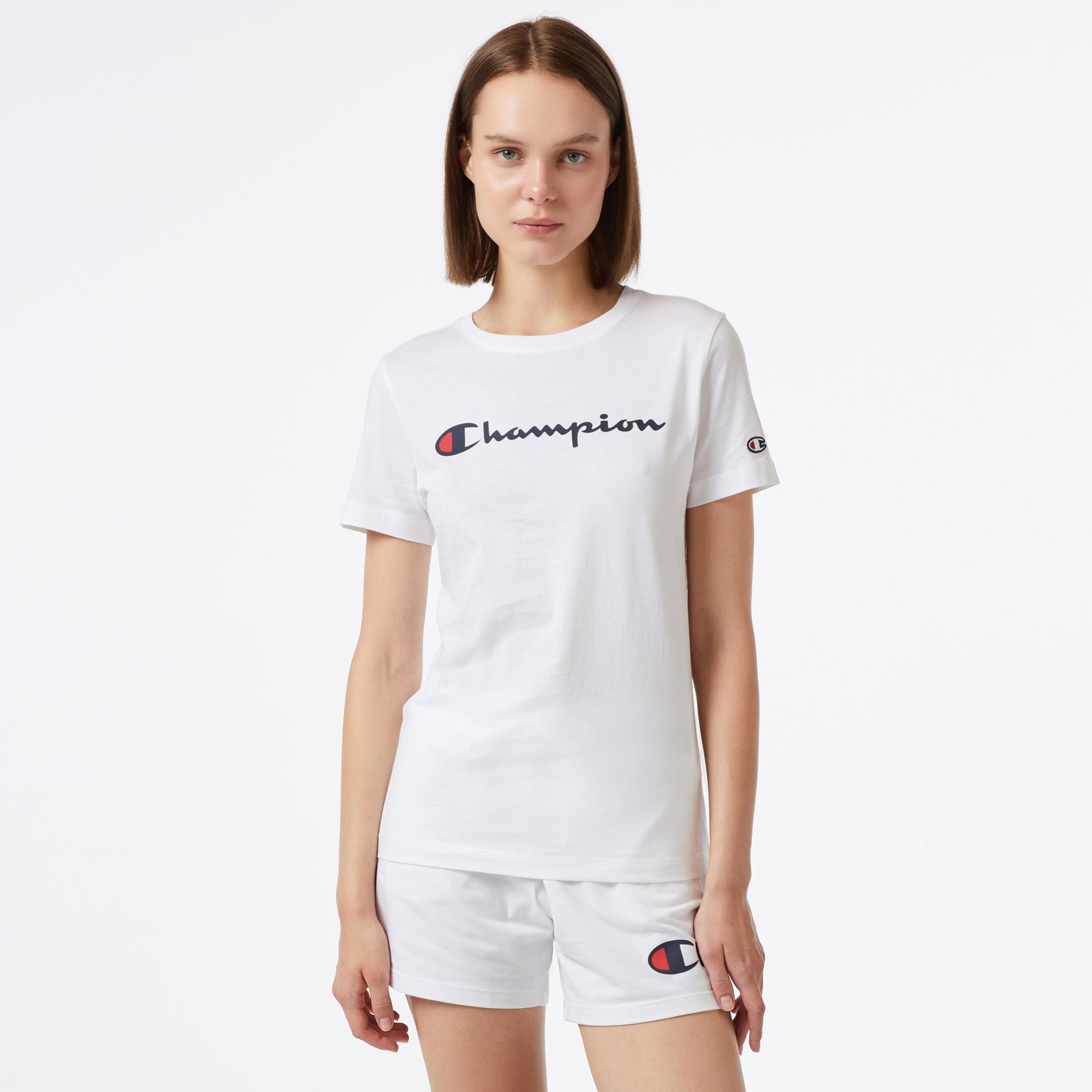 Champion Crewneck Kadın Beyaz T-Shirt