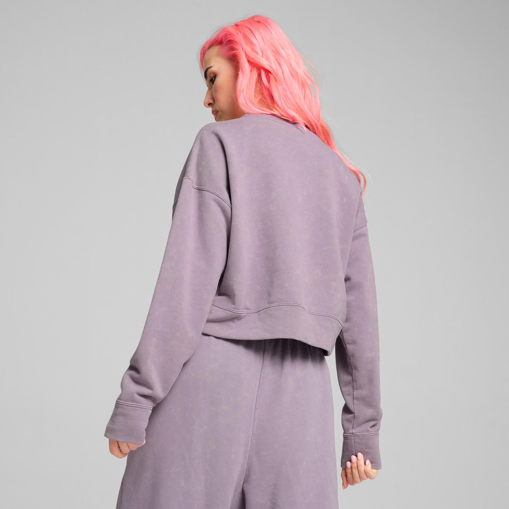 Puma Dare To Relaxed Washed Crew Kadın Mor Sweatshirt