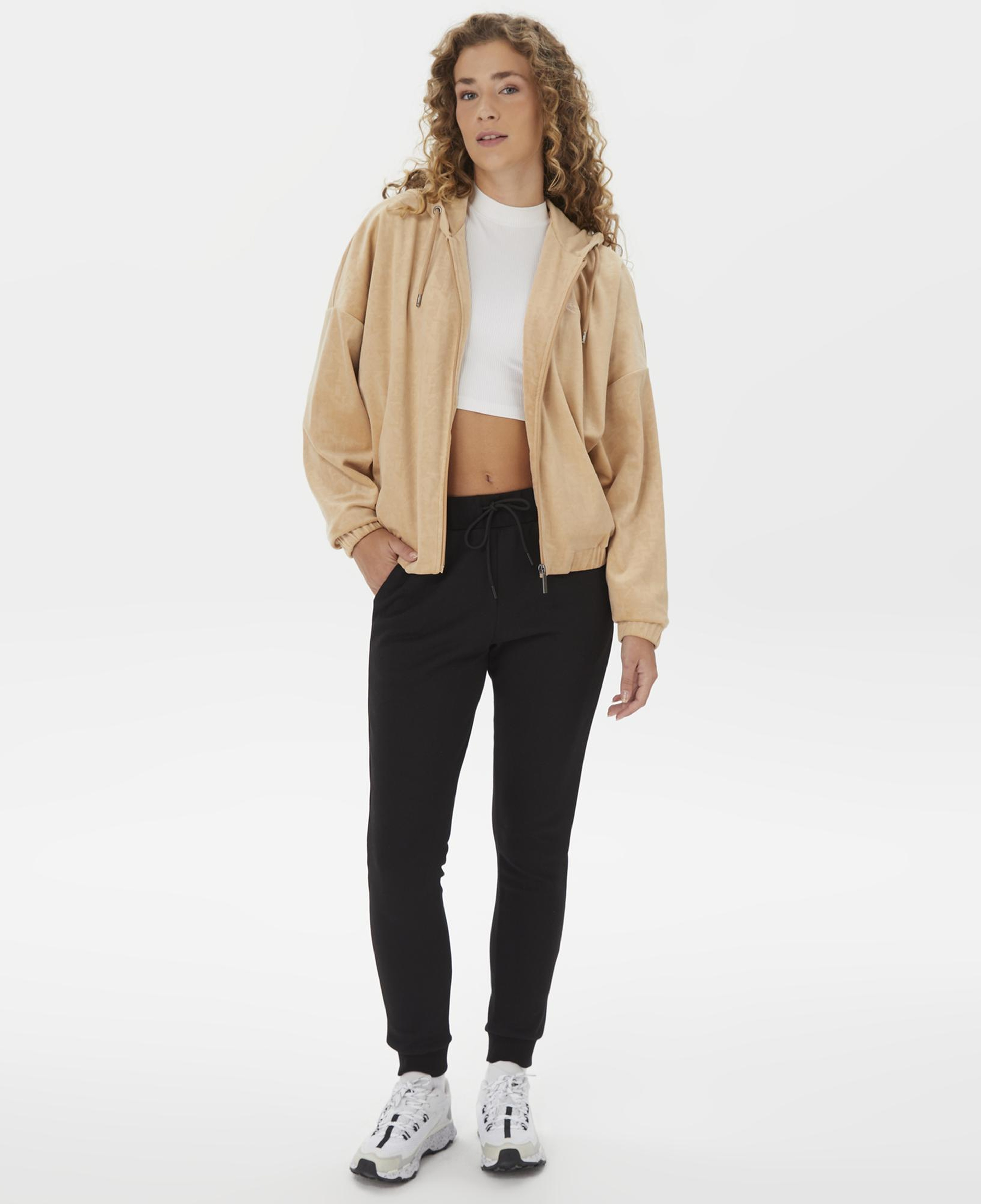 Karl Kani Signature Velvet Logo Wide Leg Kadın Bej Sweatshirt