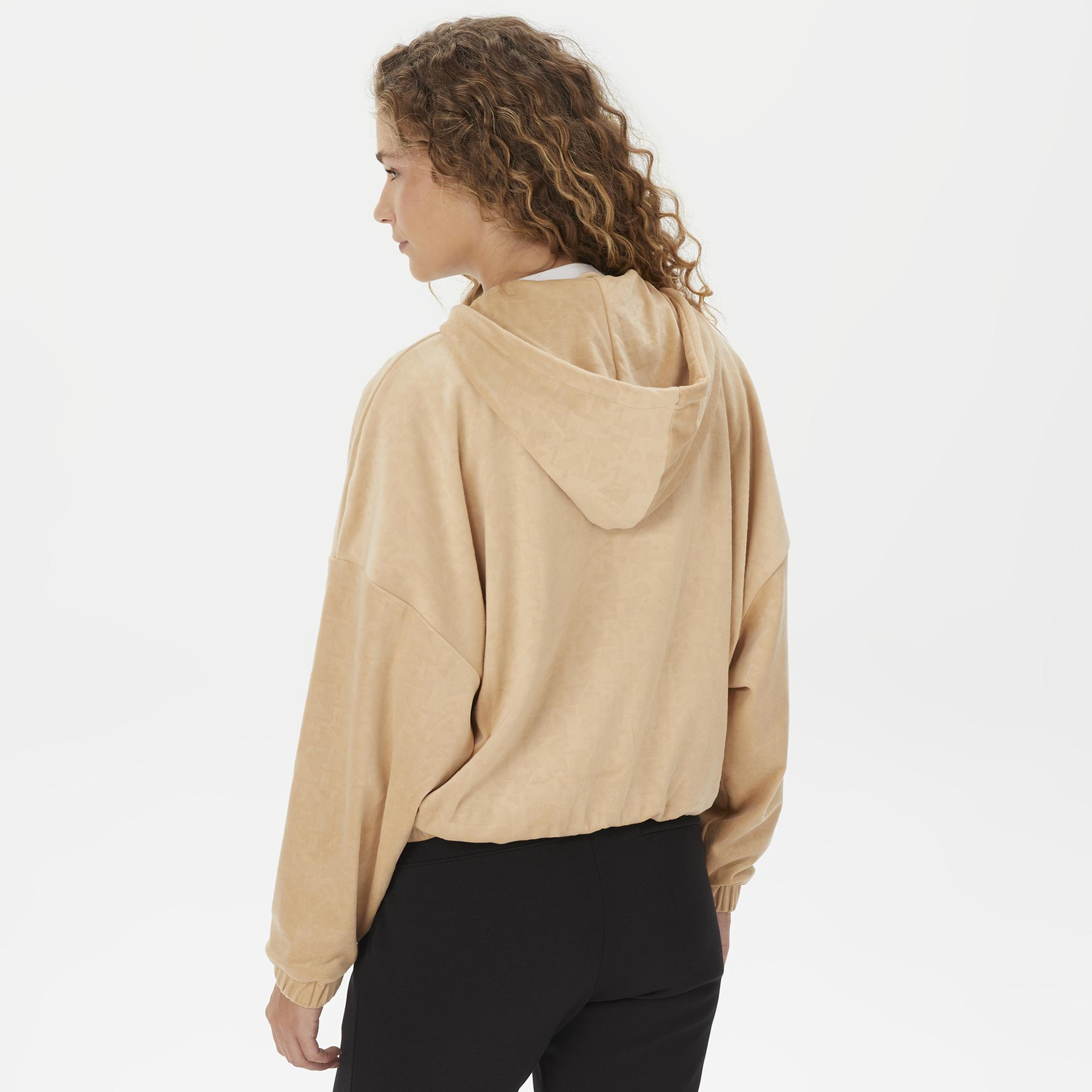 Karl Kani Signature Velvet Logo Wide Leg Kadın Bej Sweatshirt