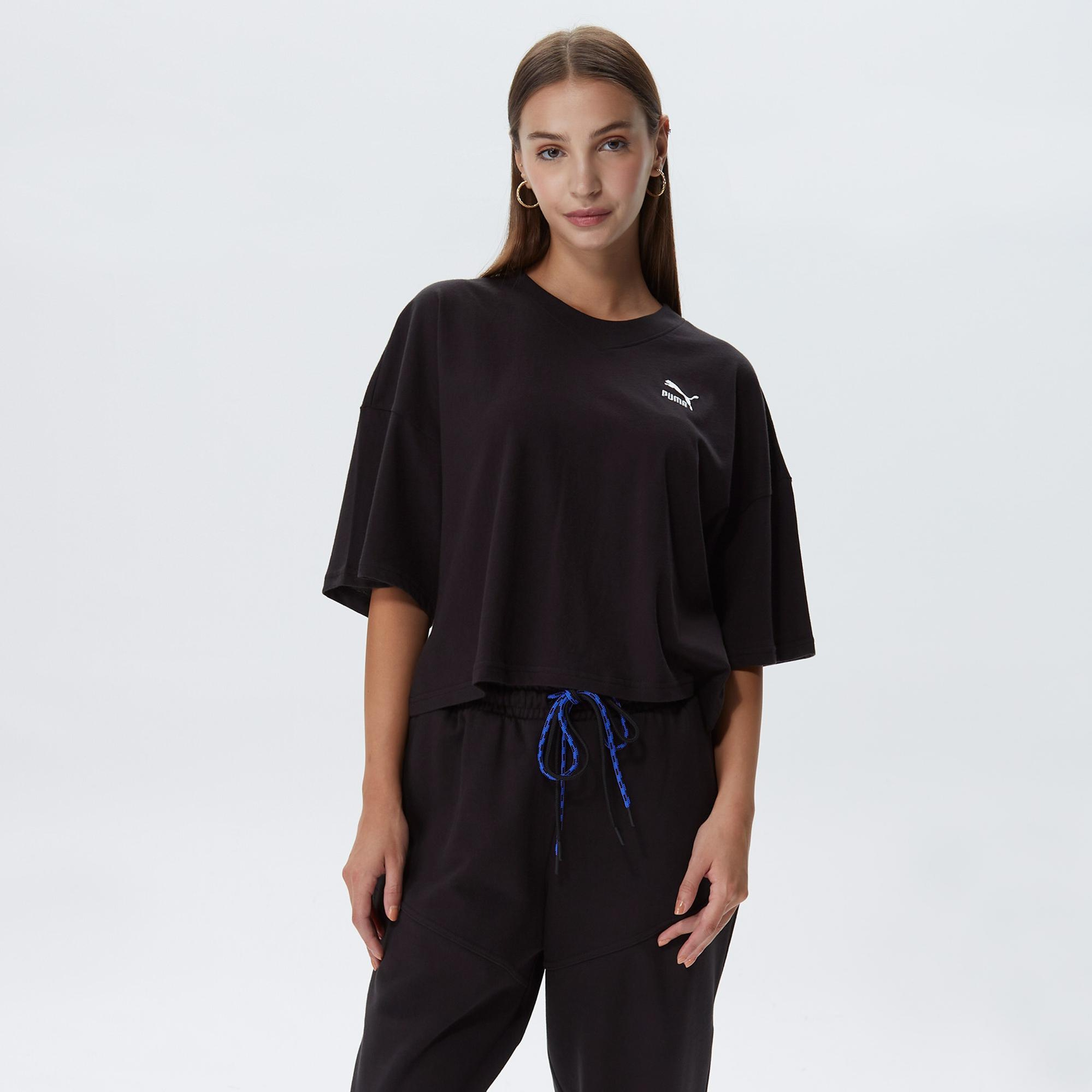 Puma Classics Oversized Kadın Siyah T-Shirt