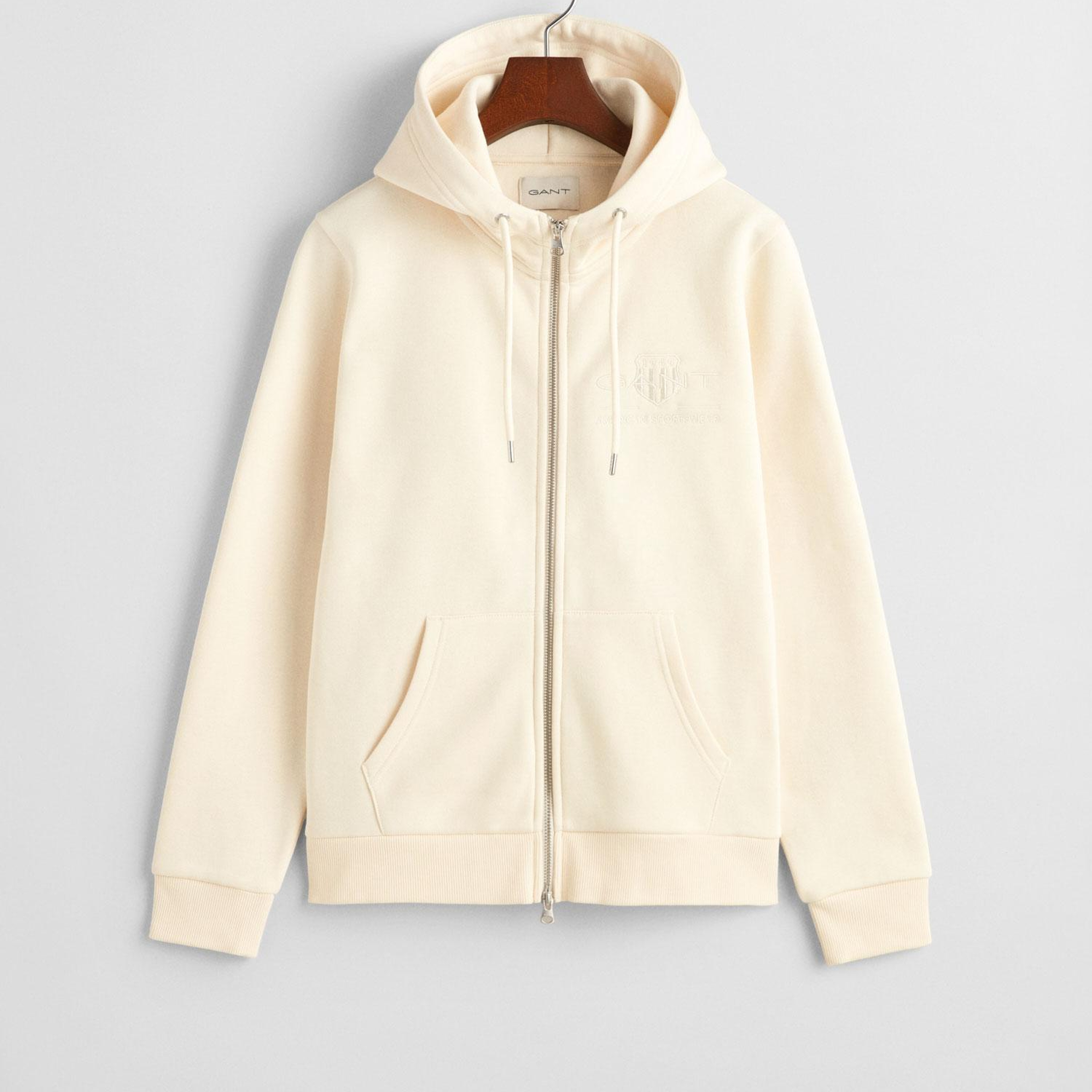 GANT Kadın Krem Regular Fit Fermuarlı Logolu Sweatshirt