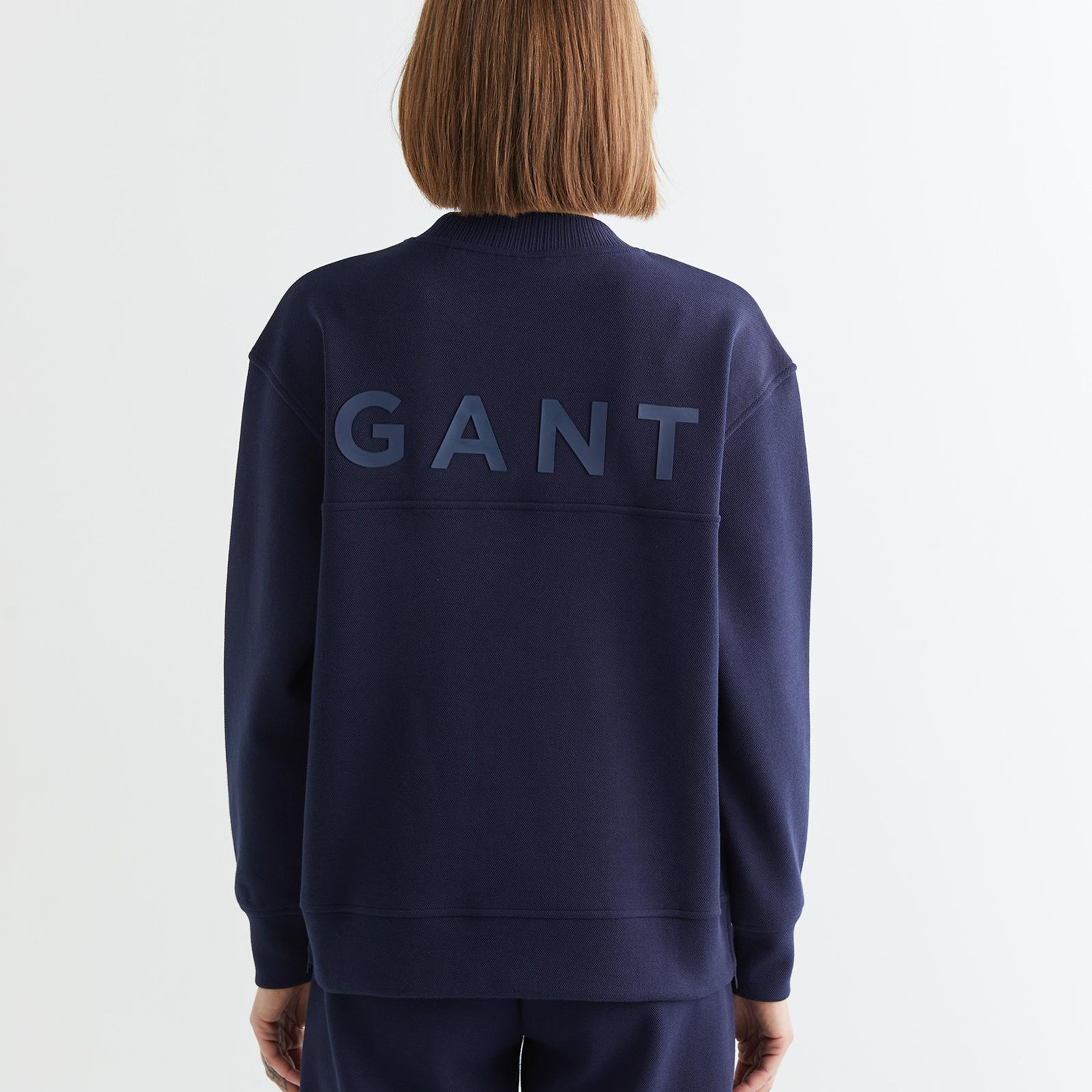 GANT Kadın Lacivert Oversize Fit Bisiklet Yaka Sweatshirt