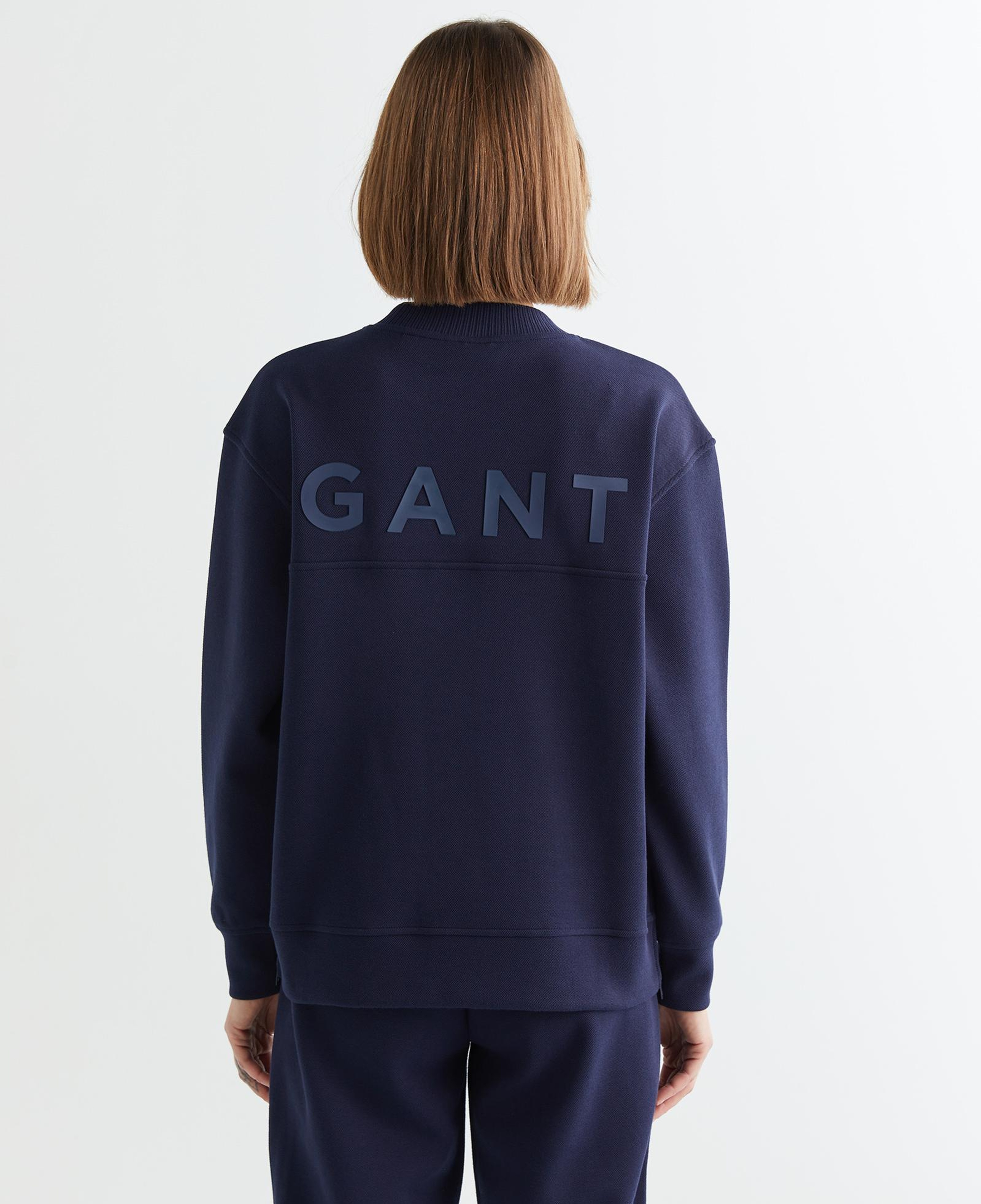 GANT Kadın Lacivert Oversize Fit Bisiklet Yaka Sweatshirt