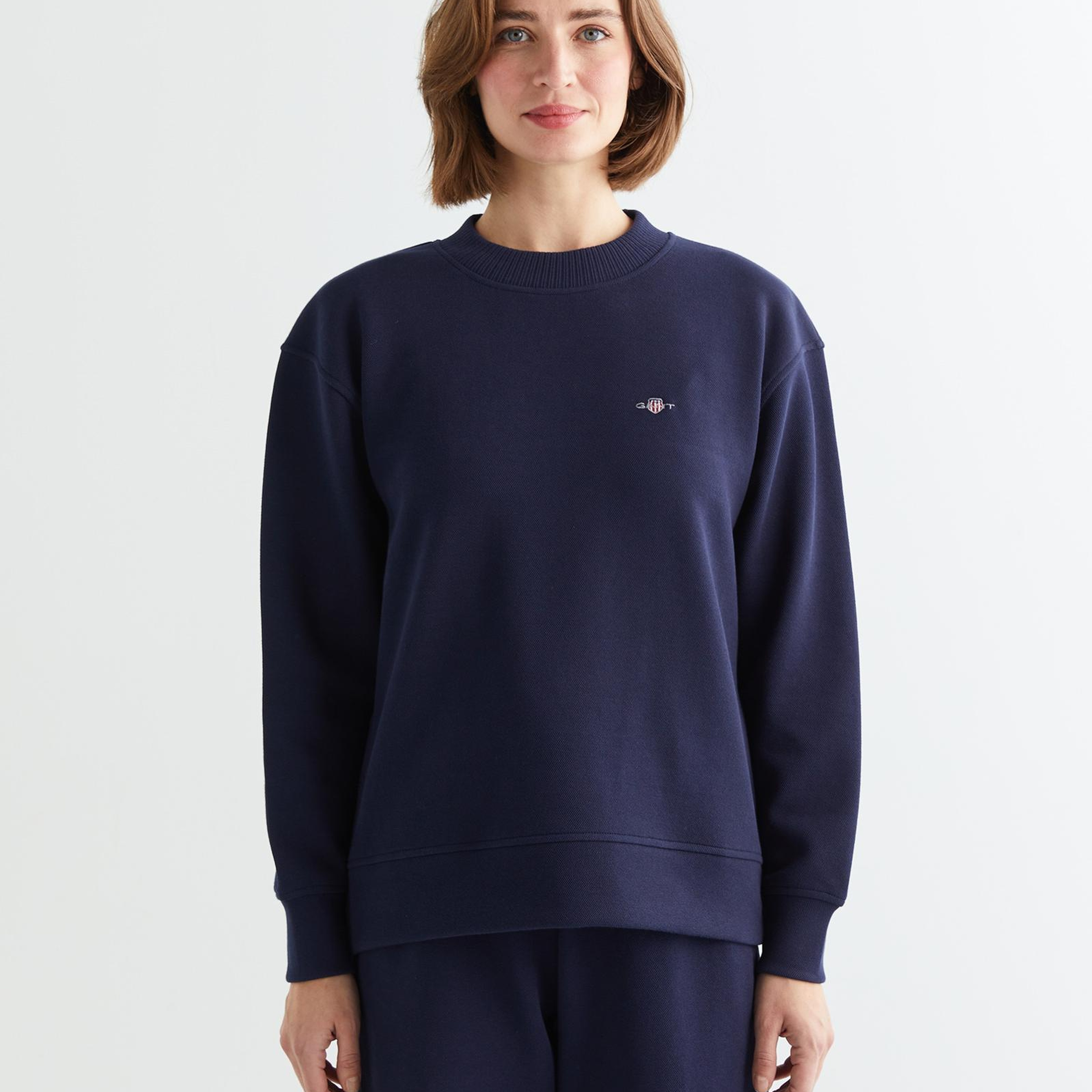 GANT Kadın Lacivert Oversize Fit Bisiklet Yaka Sweatshirt