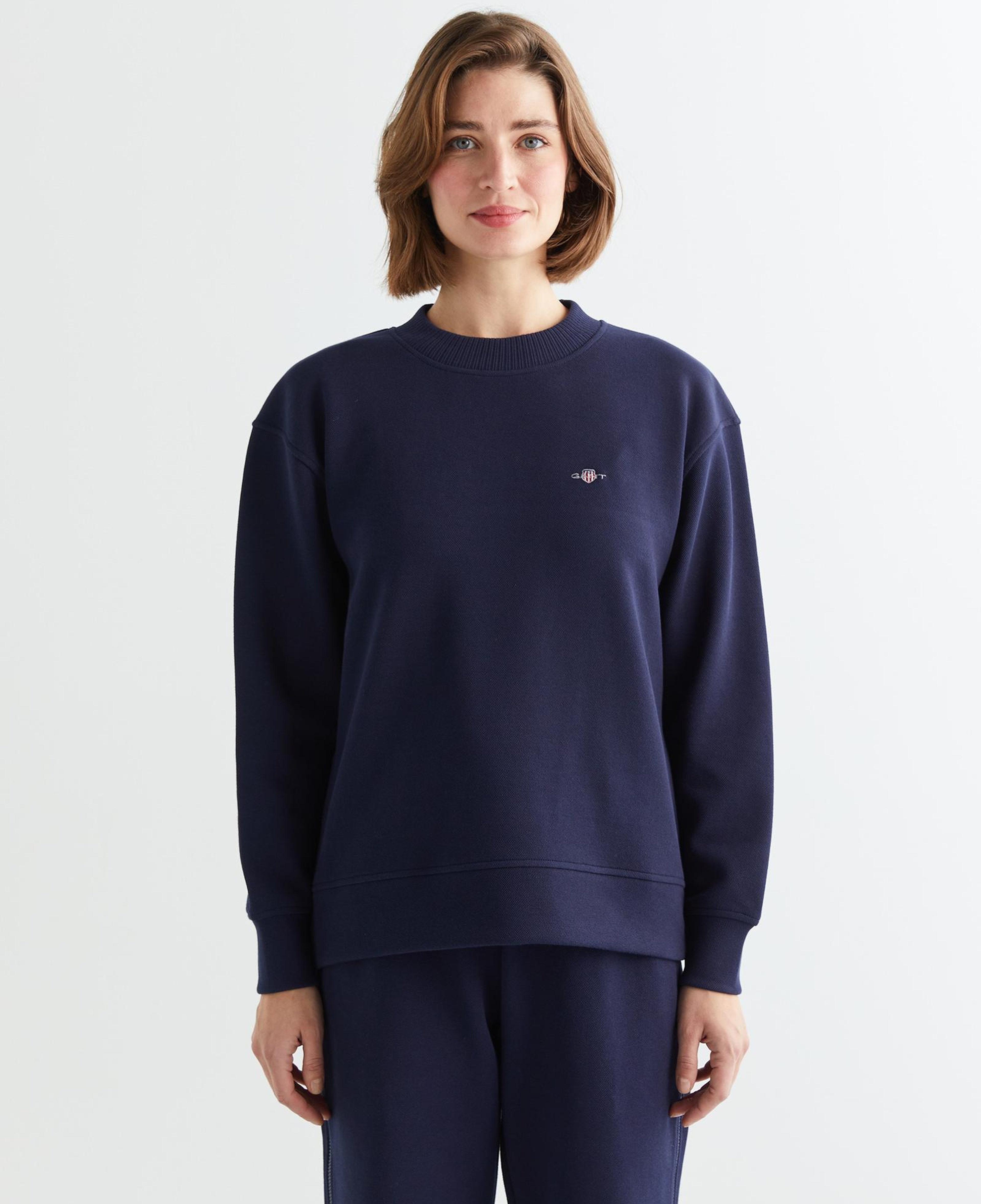 GANT Kadın Lacivert Oversize Fit Bisiklet Yaka Sweatshirt
