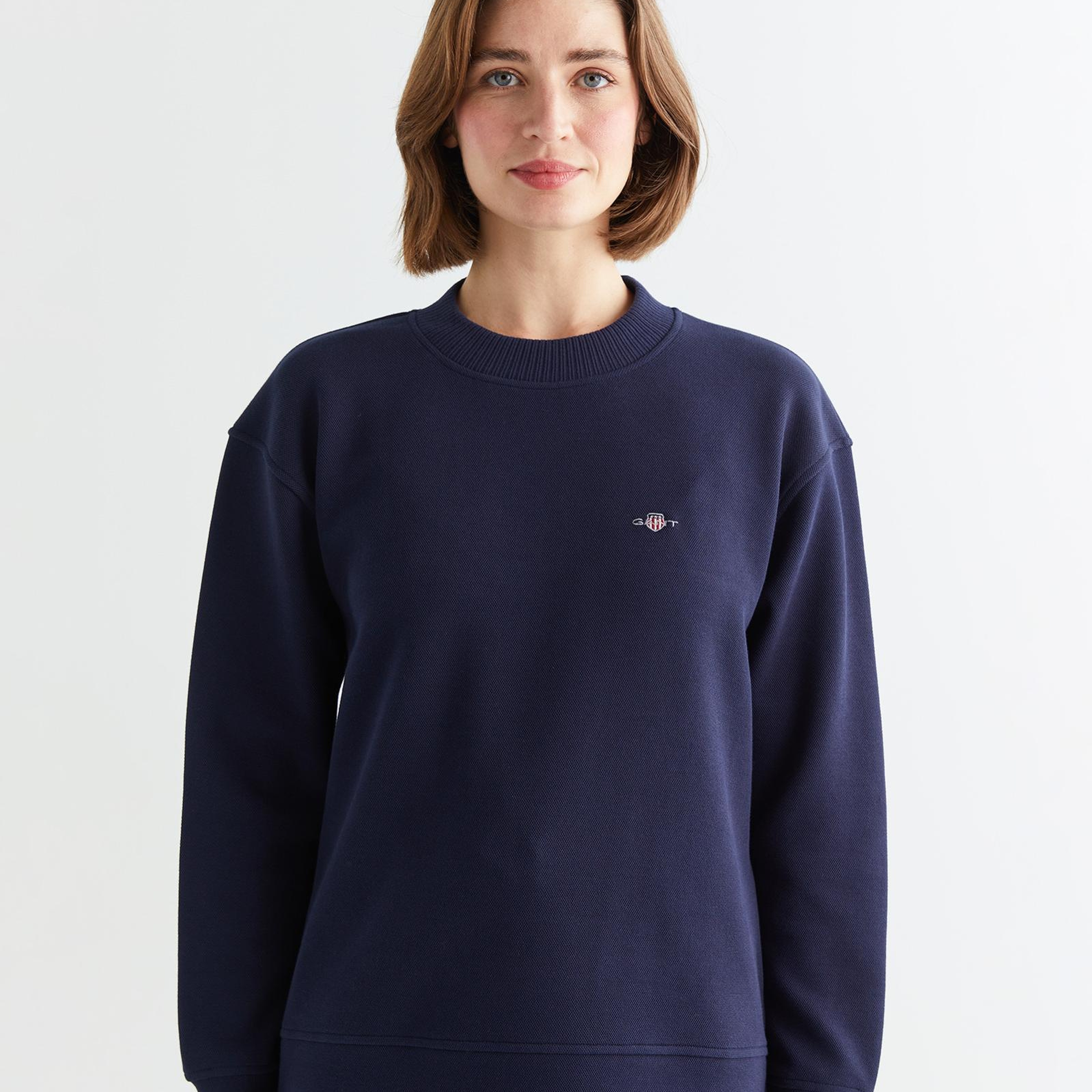 GANT Kadın Lacivert Oversize Fit Bisiklet Yaka Sweatshirt
