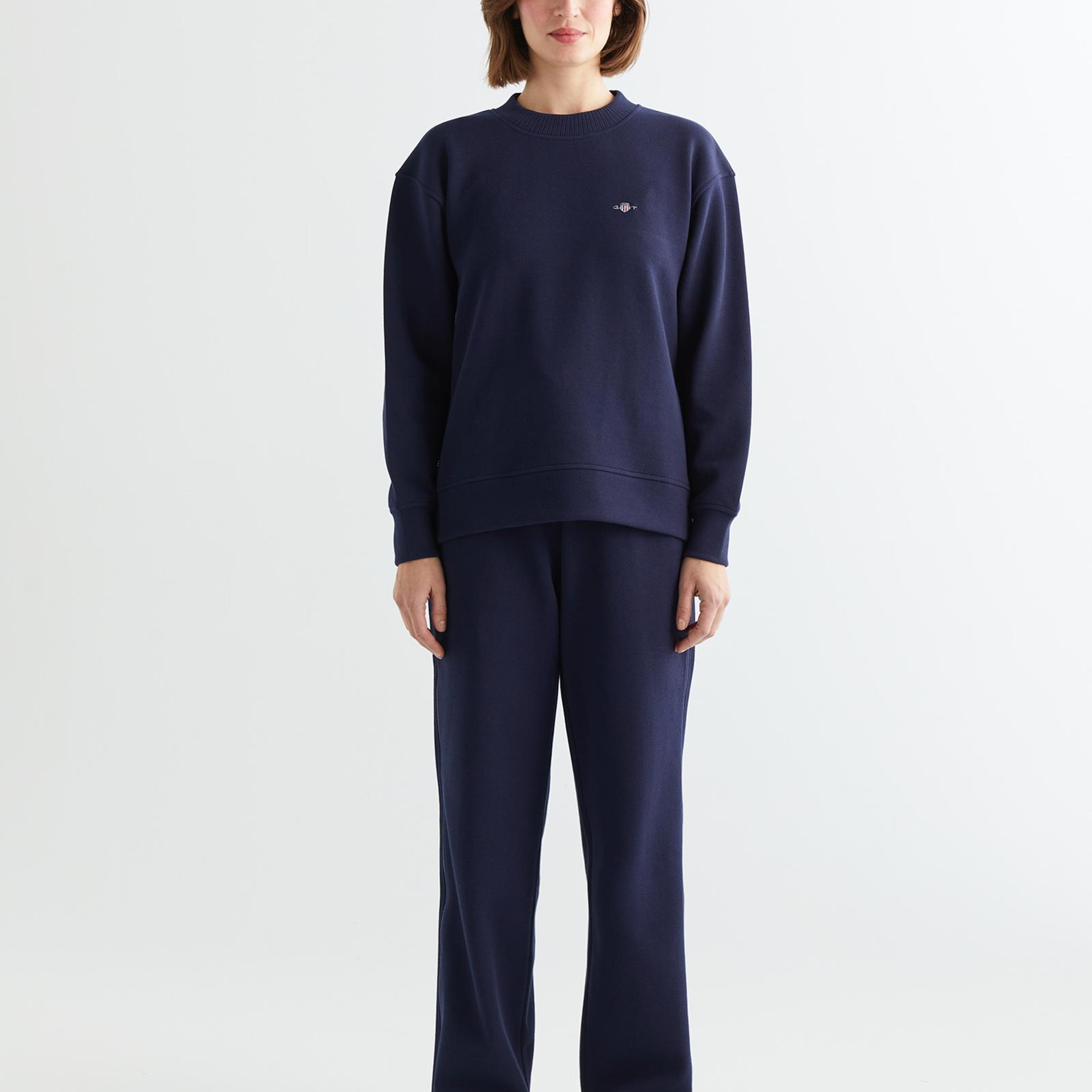 GANT Kadın Lacivert Oversize Fit Bisiklet Yaka Sweatshirt