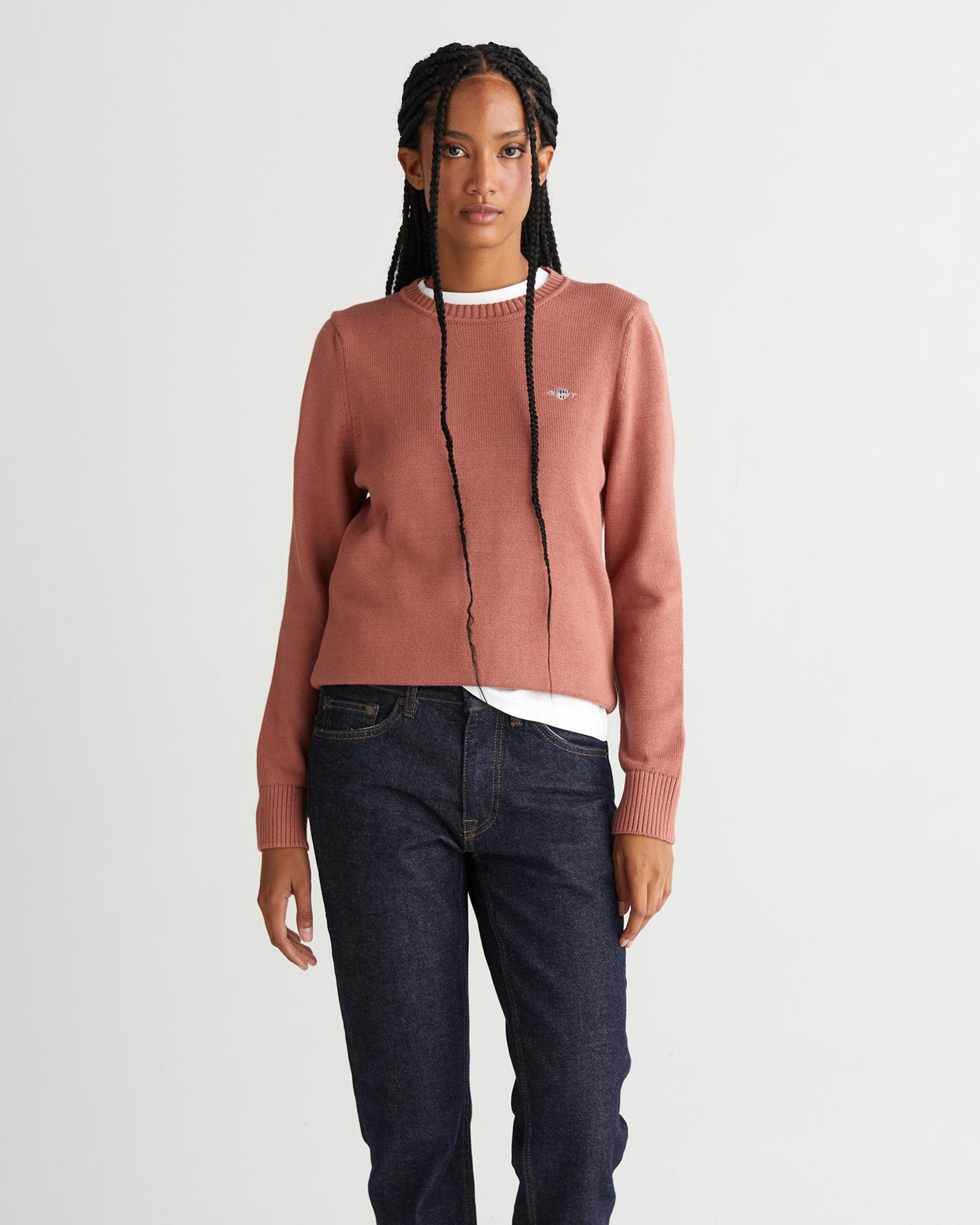 GANT Kadın Pembe Regular Fit Bisiklet Yaka Triko