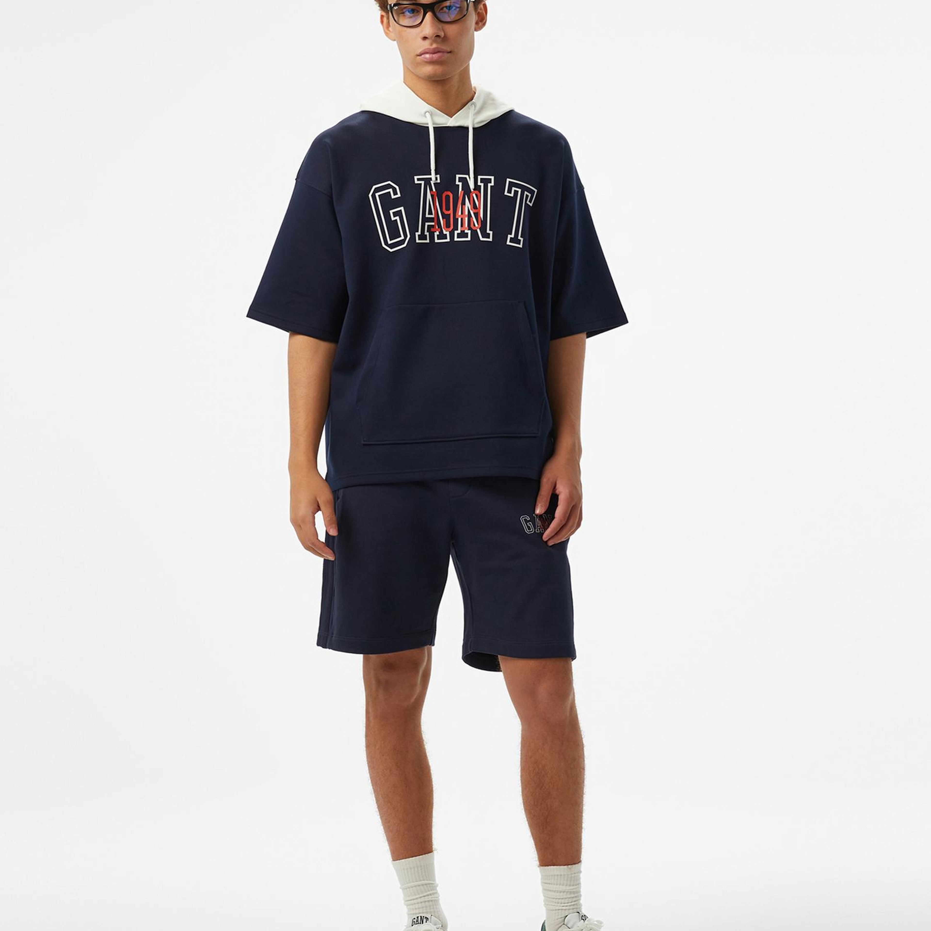 GANT Erkek Lacivert Kapüşonlu T-Shirt