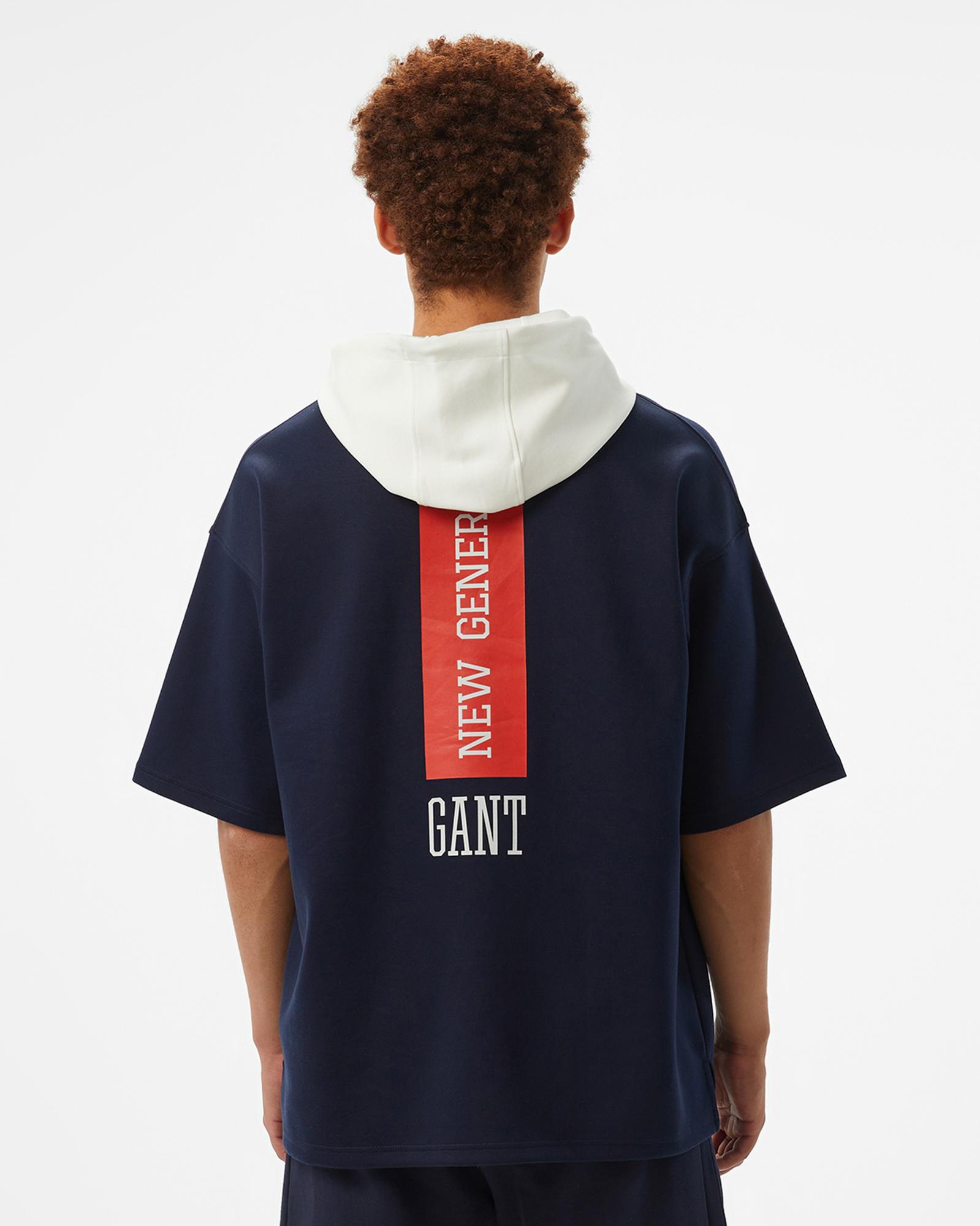 GANT Erkek Lacivert Kapüşonlu T-Shirt