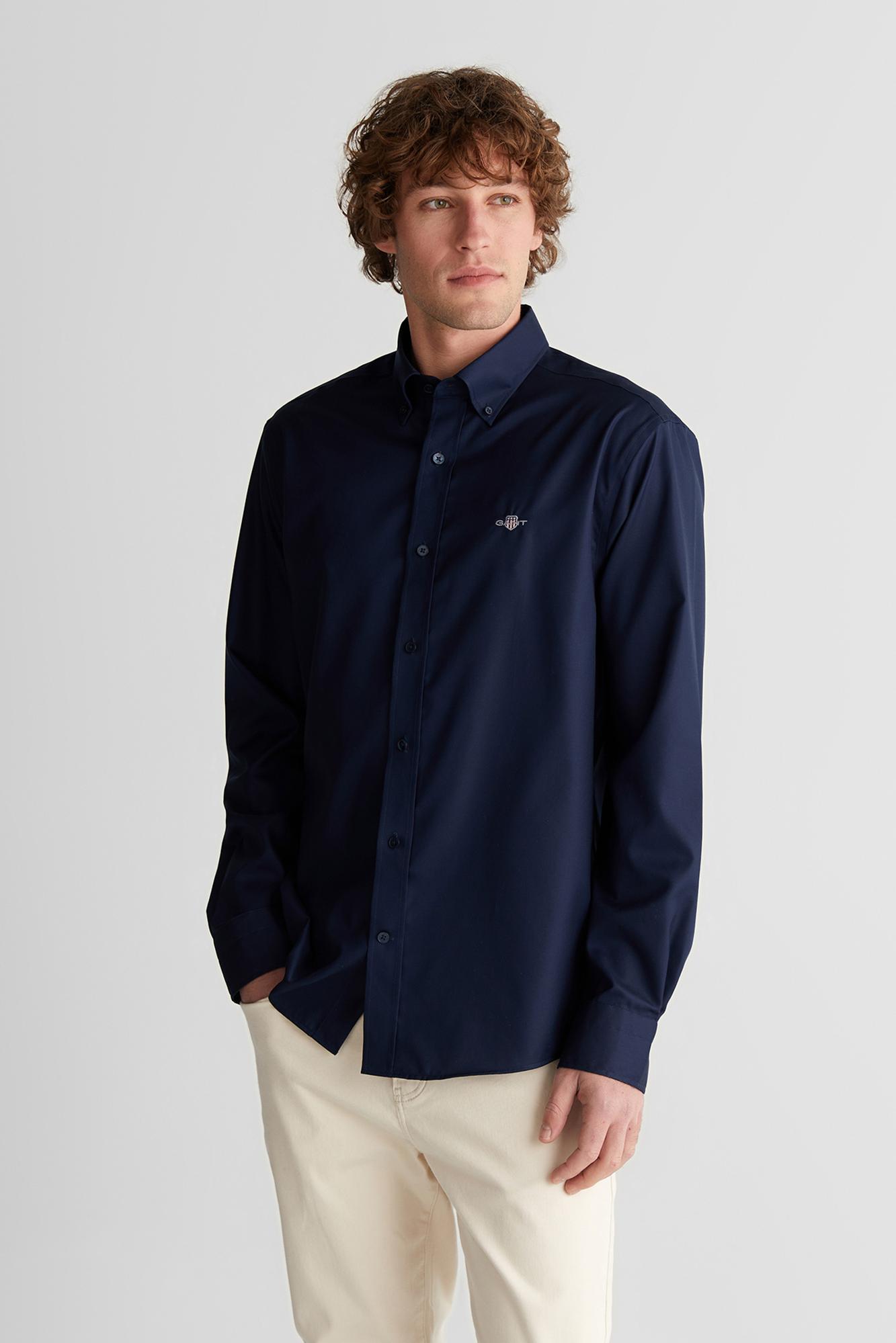 GANT Erkek Lacivert Düğmeli Yaka Logolu Gömlek