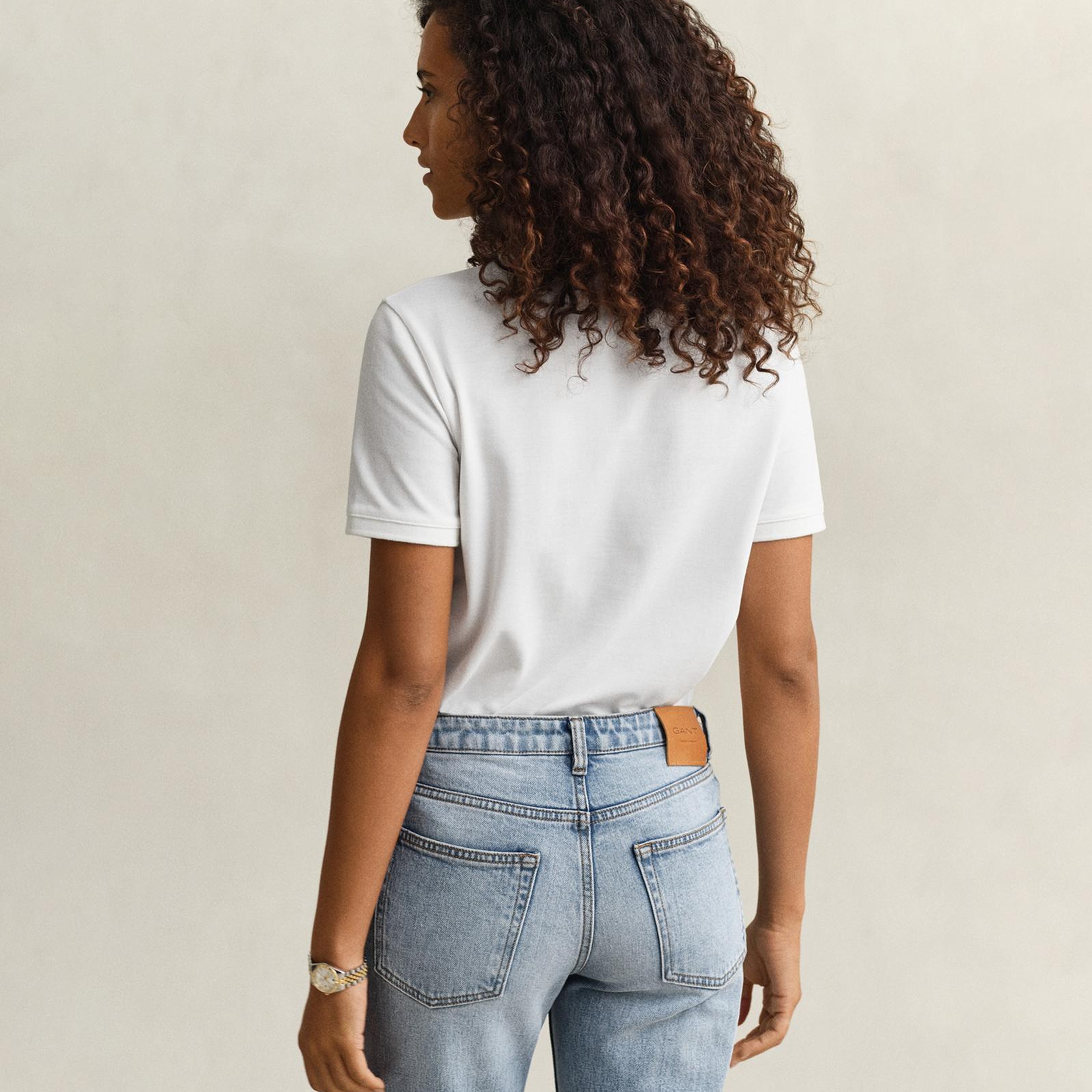 GANT Kadın Beyaz Regular Fit Logolu Polo Yaka T-Shirt