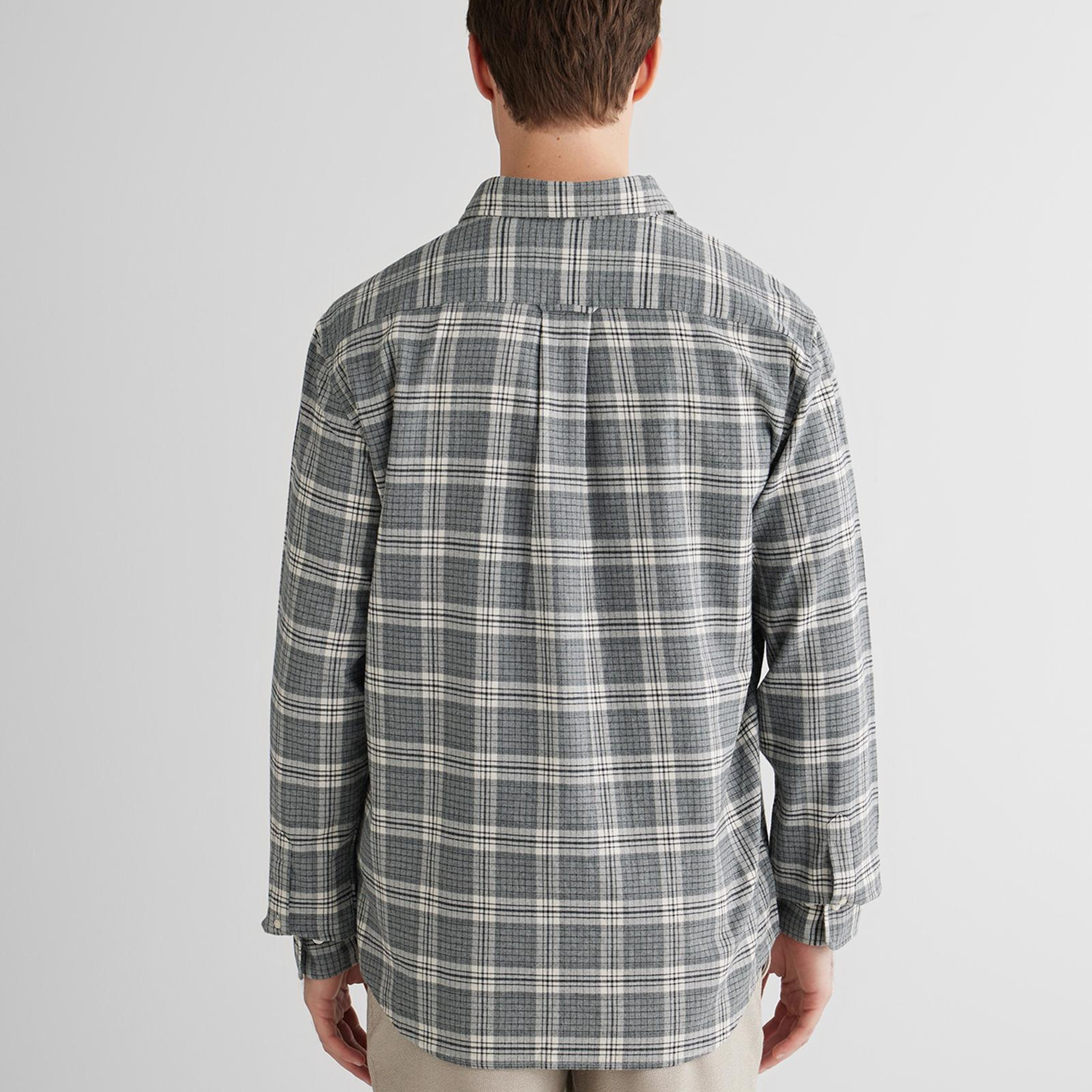 GANT Erkek Gri Regular Fit Bisiklet Yaka Gömlek