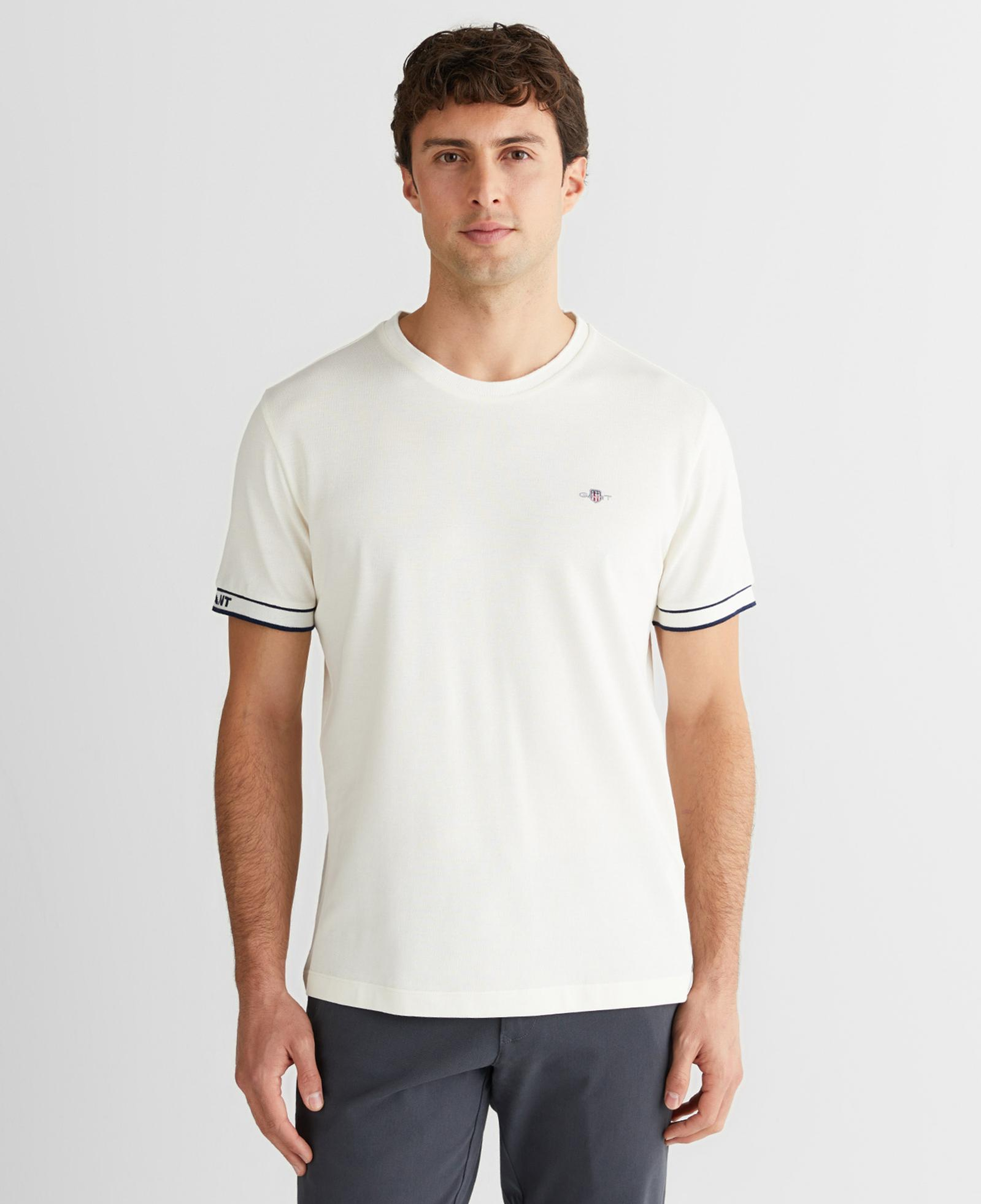 GANT Erkek Beyaz Regular Fit Bisiklet Yaka T-Shirt