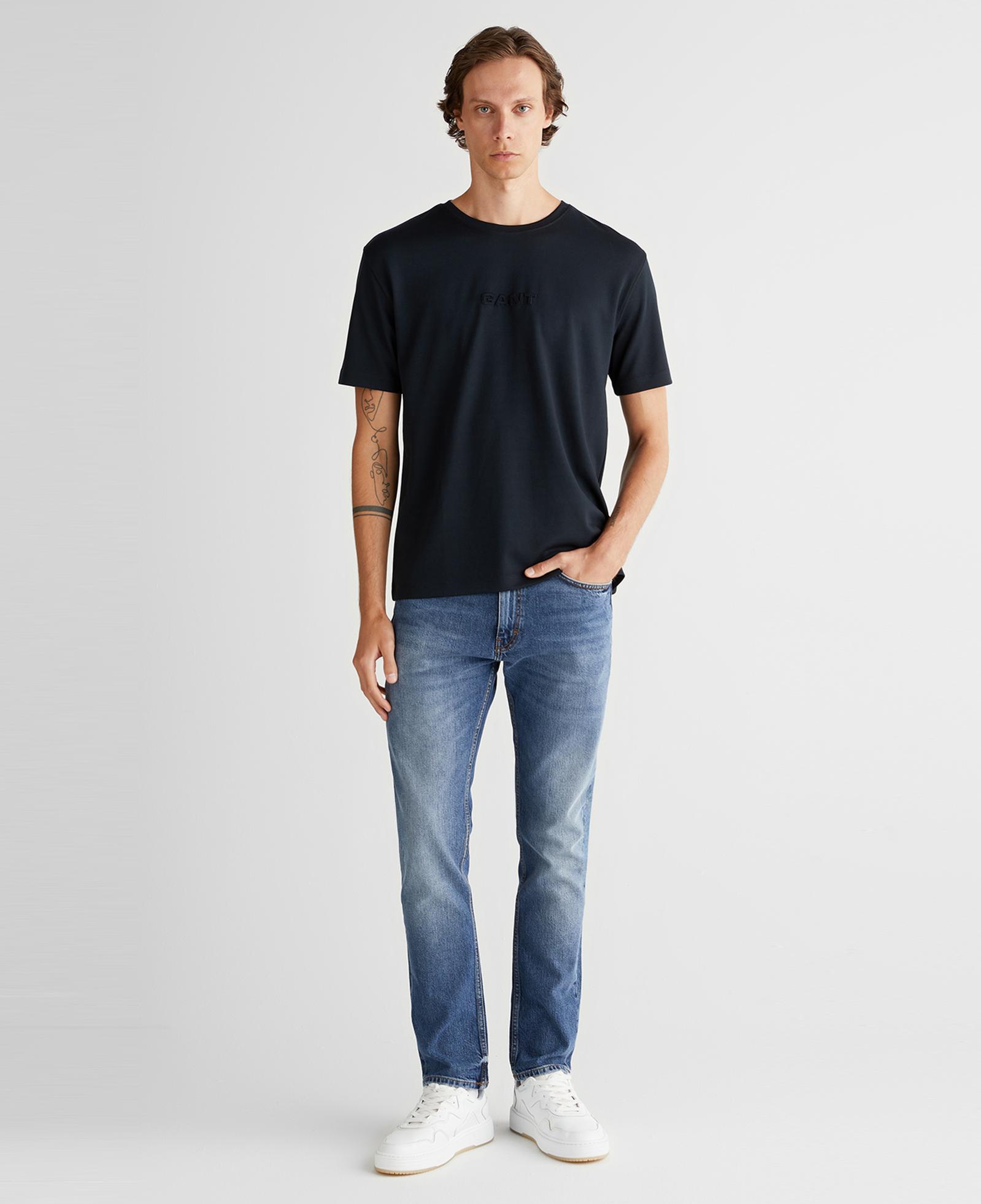 GANT Erkek Siyah Bisiklet Yaka T-Shirt