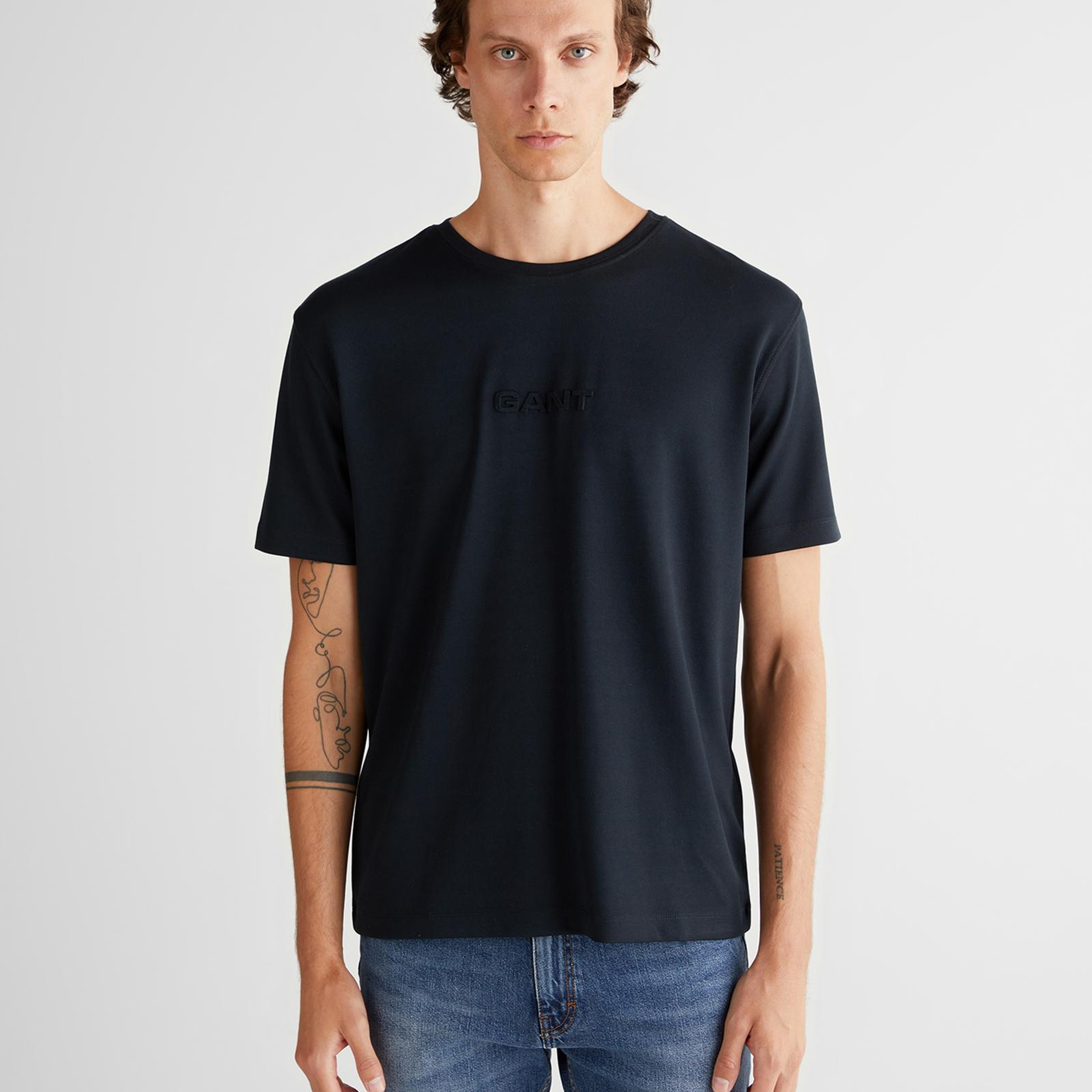 GANT Erkek Siyah Bisiklet Yaka T-Shirt