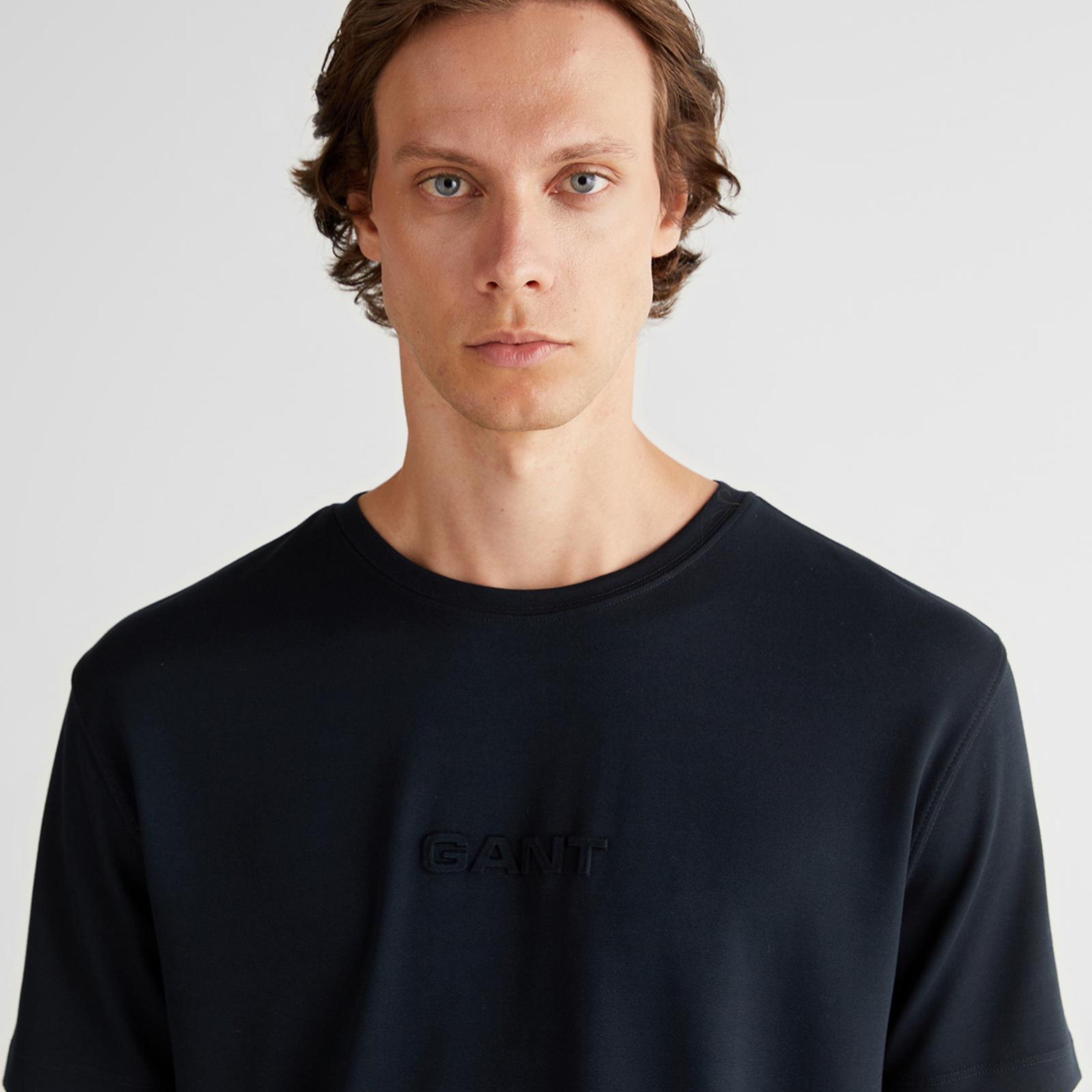 GANT Erkek Siyah Bisiklet Yaka T-Shirt