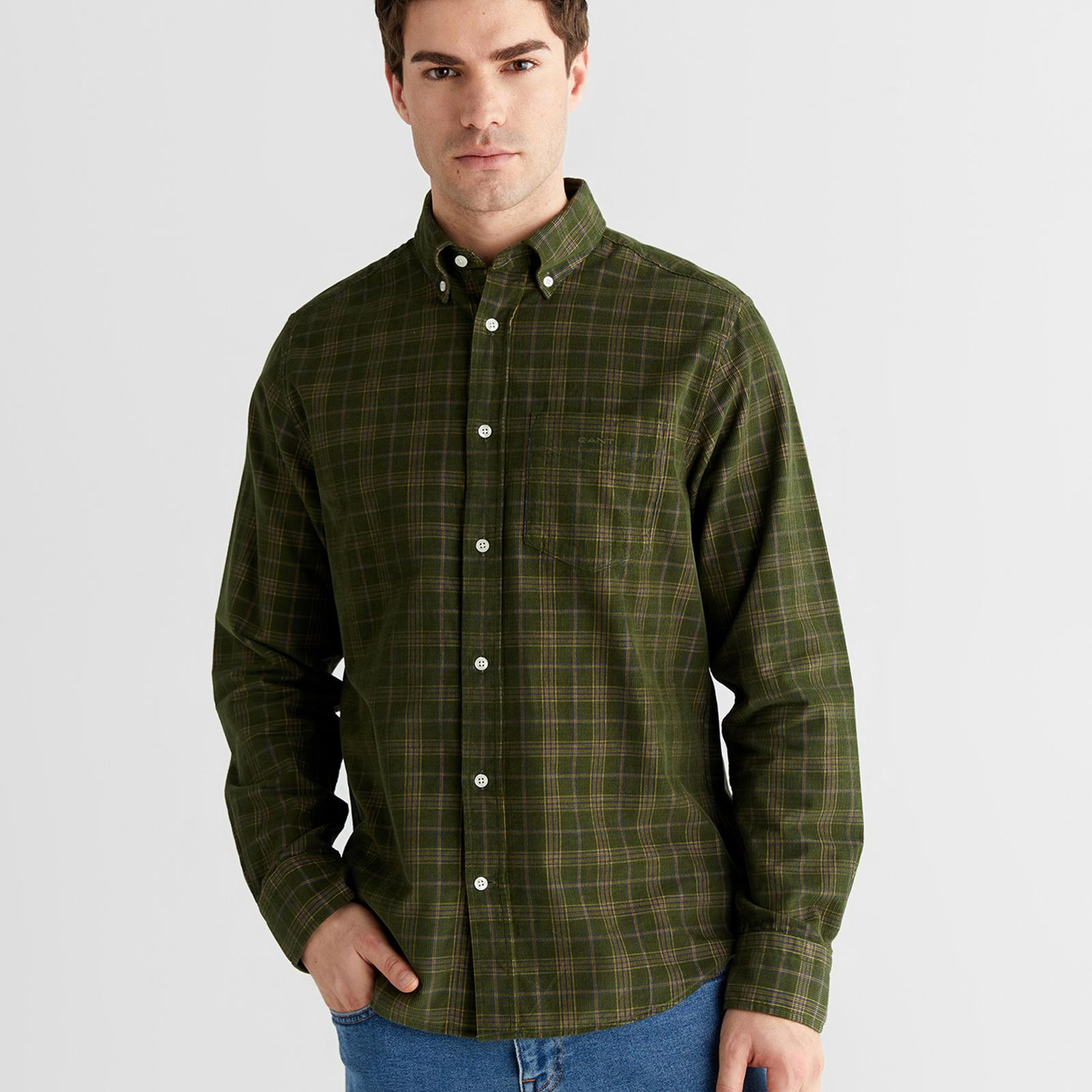 GANT Erkek Yeşil Regular Fit Düğmeli Gömlek