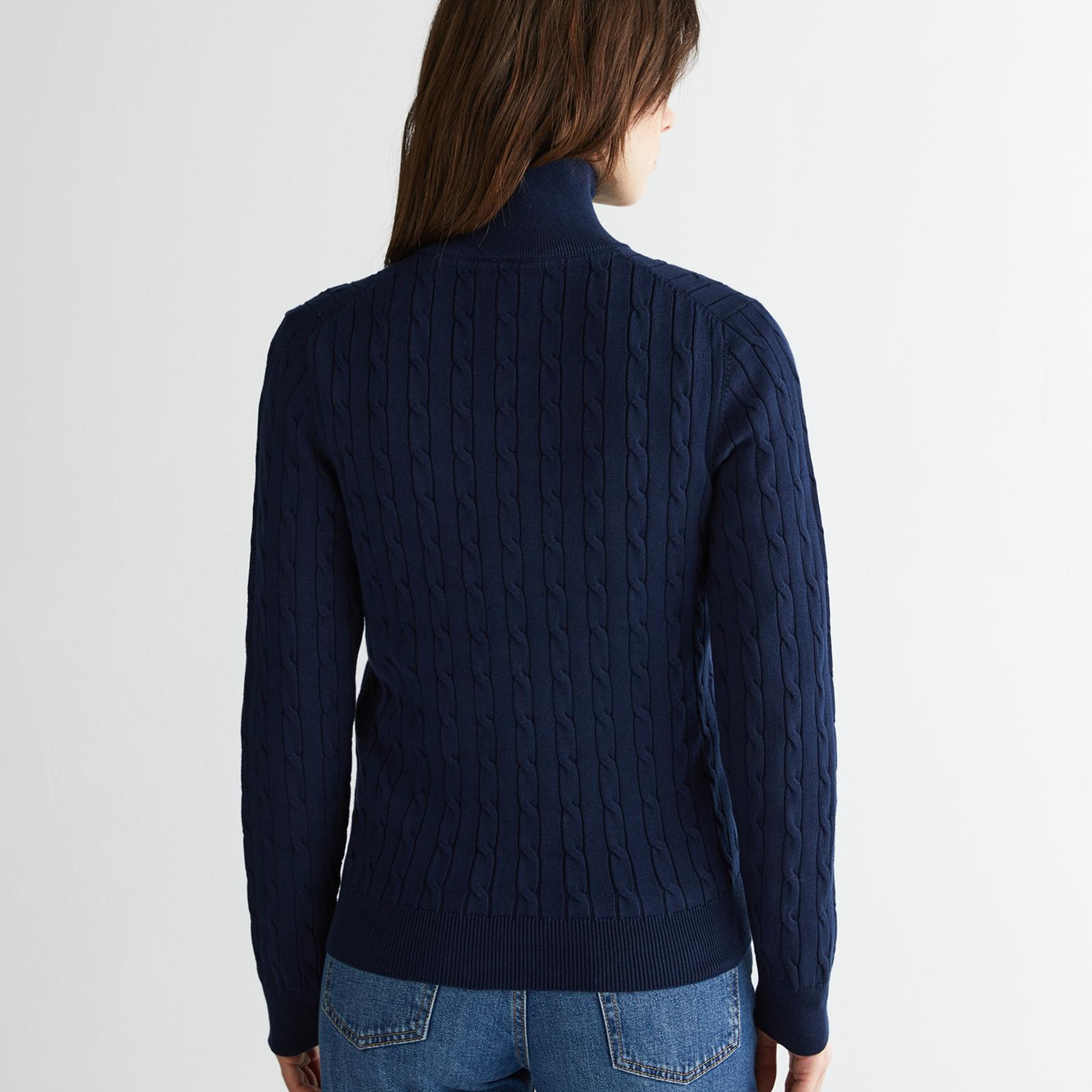 GANT Kadın Lacivert Regular Fit Yarım Fermuarlı Triko