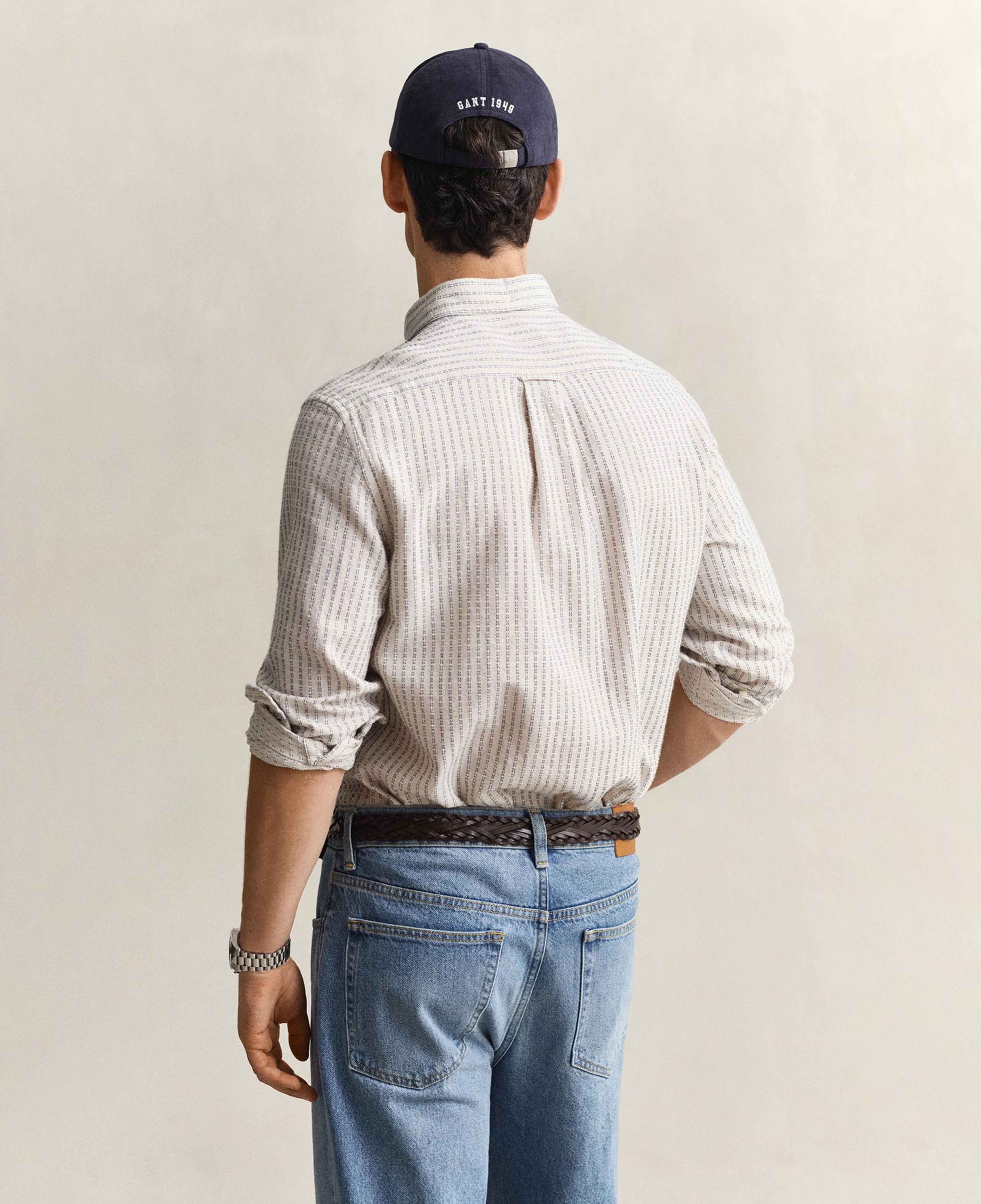 GANT Erkek Krem Regular Fit Çizgili Gömlek