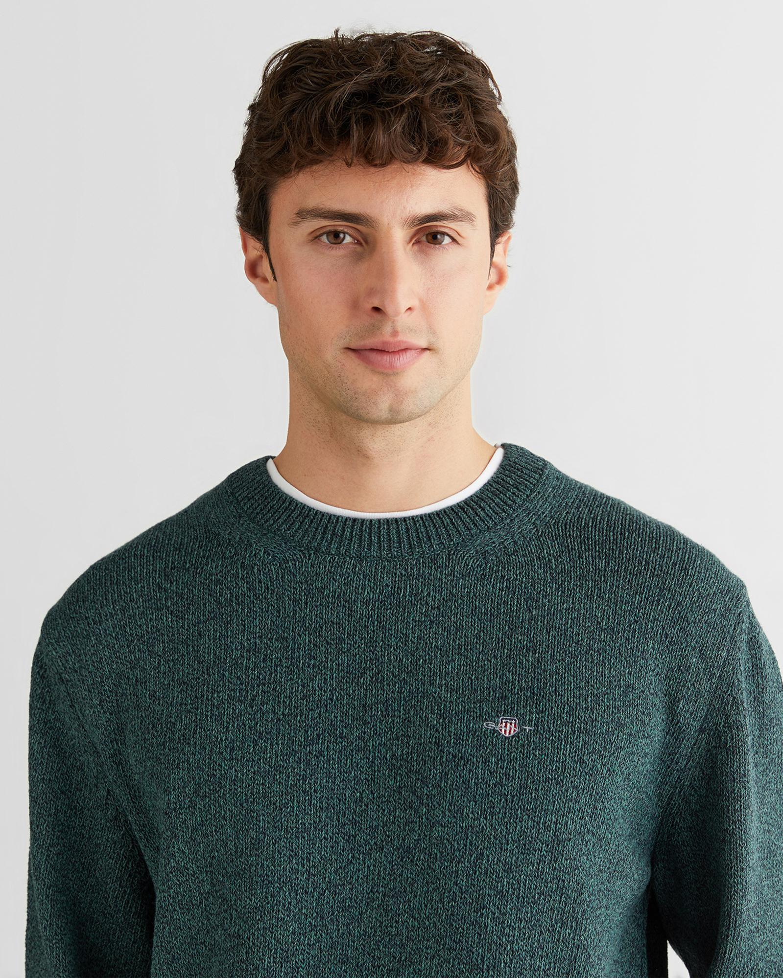 GANT Erkek Yeşil Relaxed Fit Bisiklet Yaka Triko