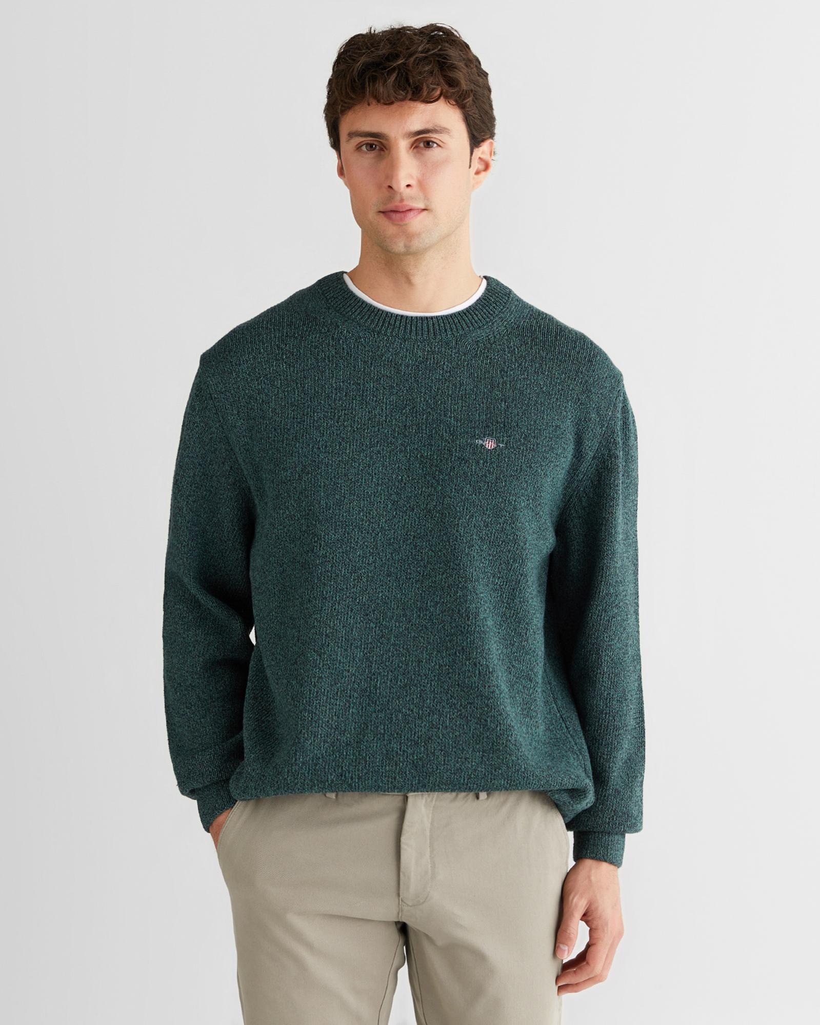 GANT Erkek Yeşil Relaxed Fit Bisiklet Yaka Triko