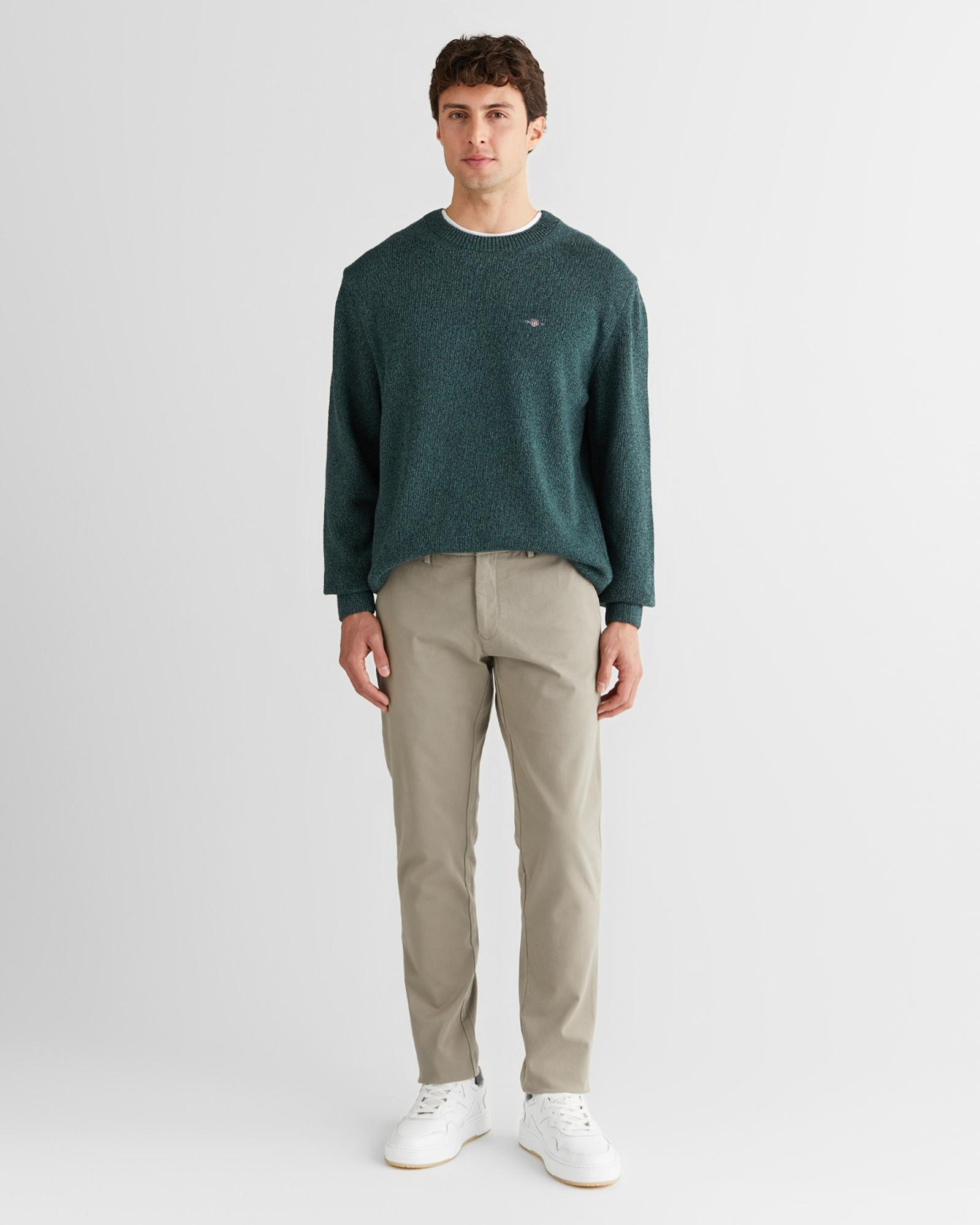 GANT Erkek Yeşil Relaxed Fit Bisiklet Yaka Triko