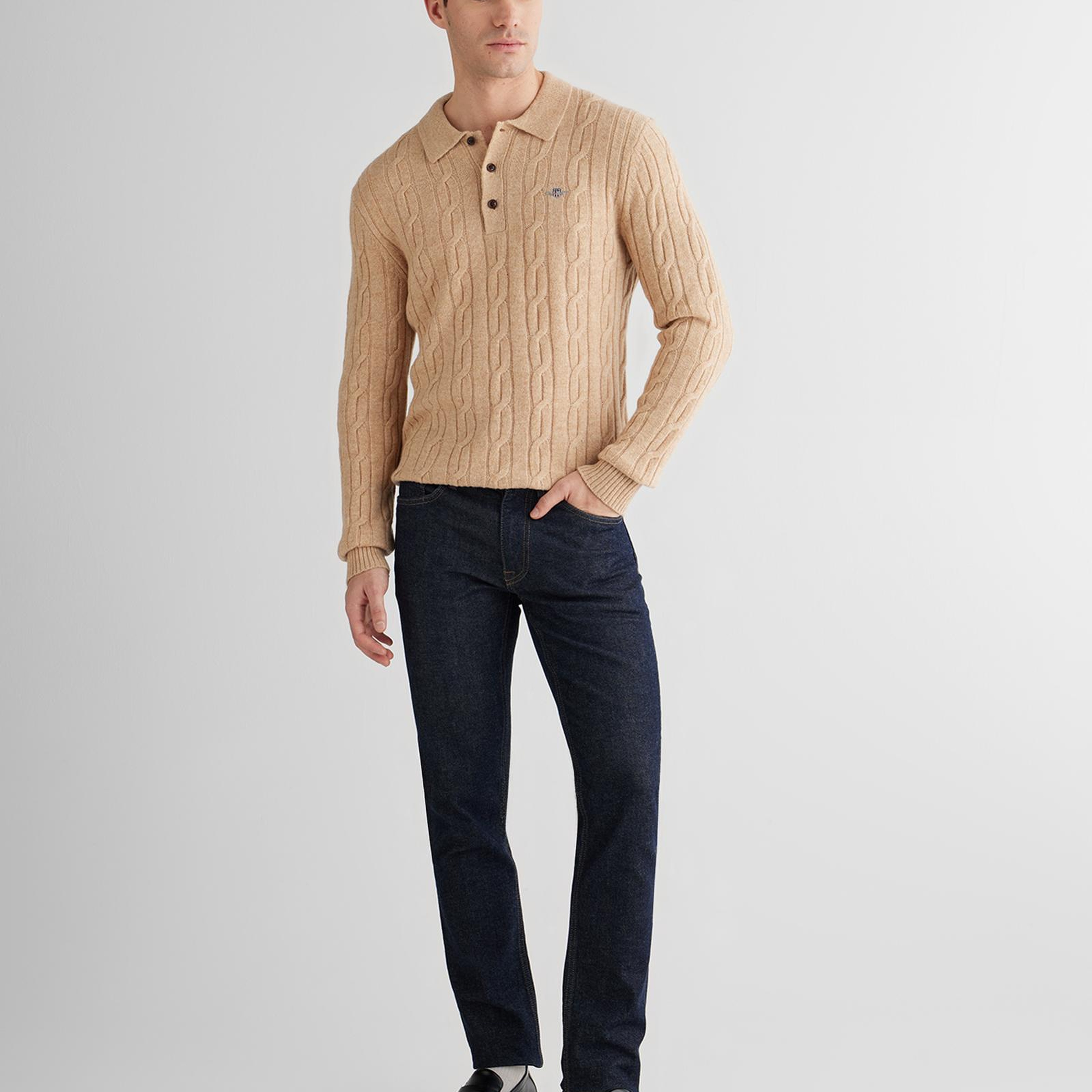 GANT Erkek Bej Regular Fit Polo Yaka Triko