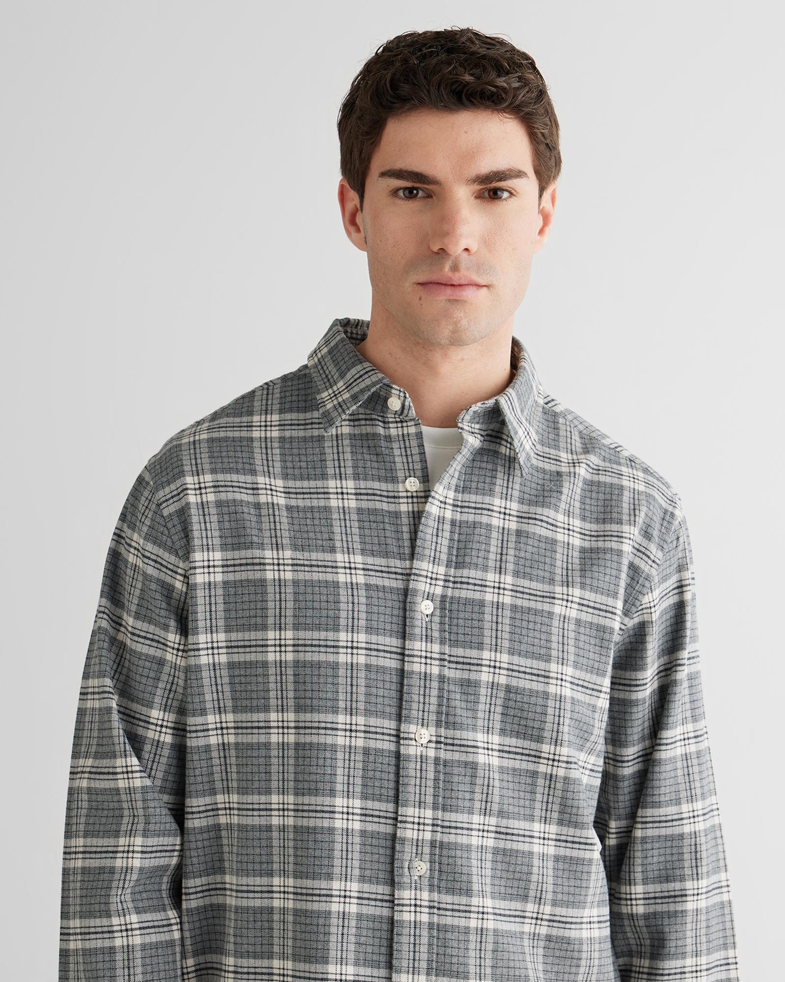 GANT Erkek Gri Regular Fit Bisiklet Yaka Gömlek