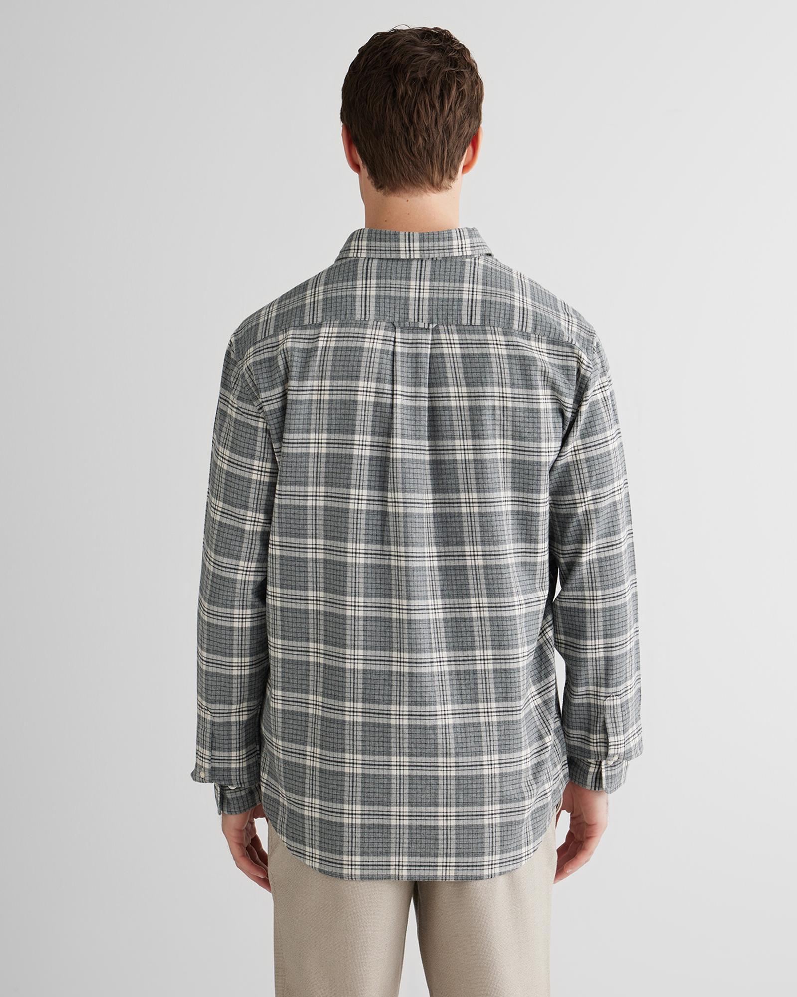 GANT Erkek Gri Regular Fit Bisiklet Yaka Gömlek