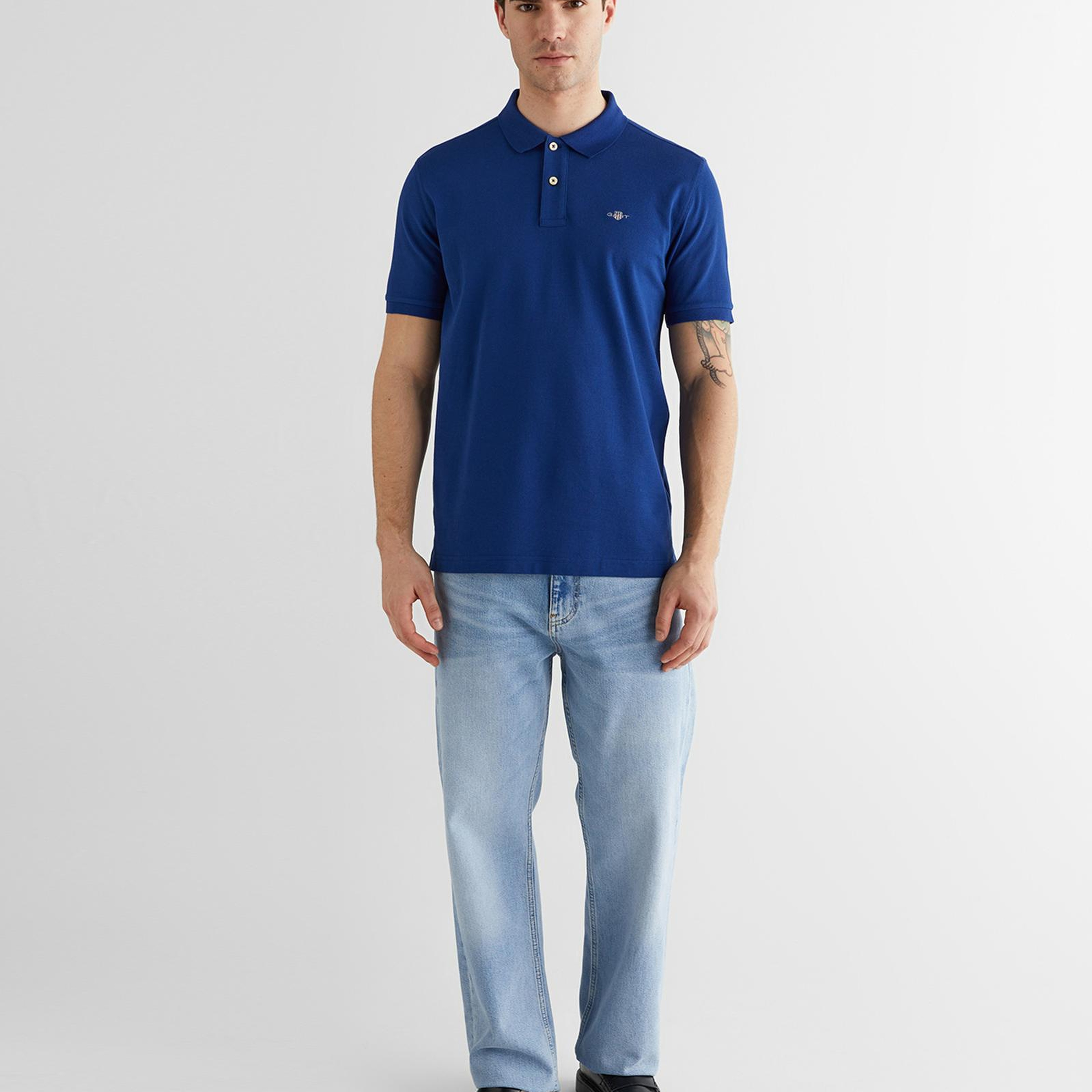 GANT Erkek Mavi Regular Fit Logolu Polo Yaka T-Shirt